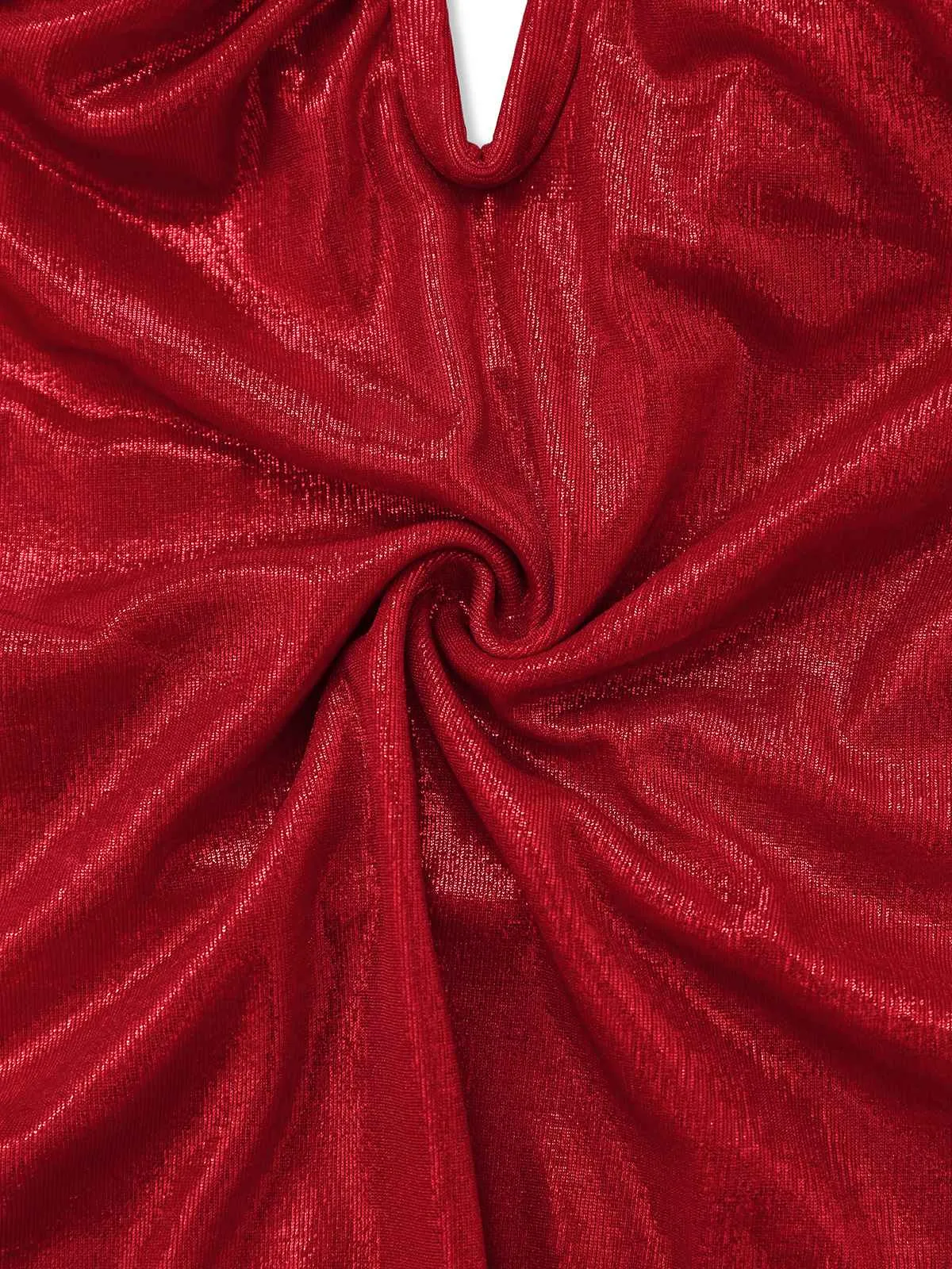 Red 1960s Deep-V Glitter 3D Floral One-Piece Swimsuit sold by Retro Stage product image thumbnail 4