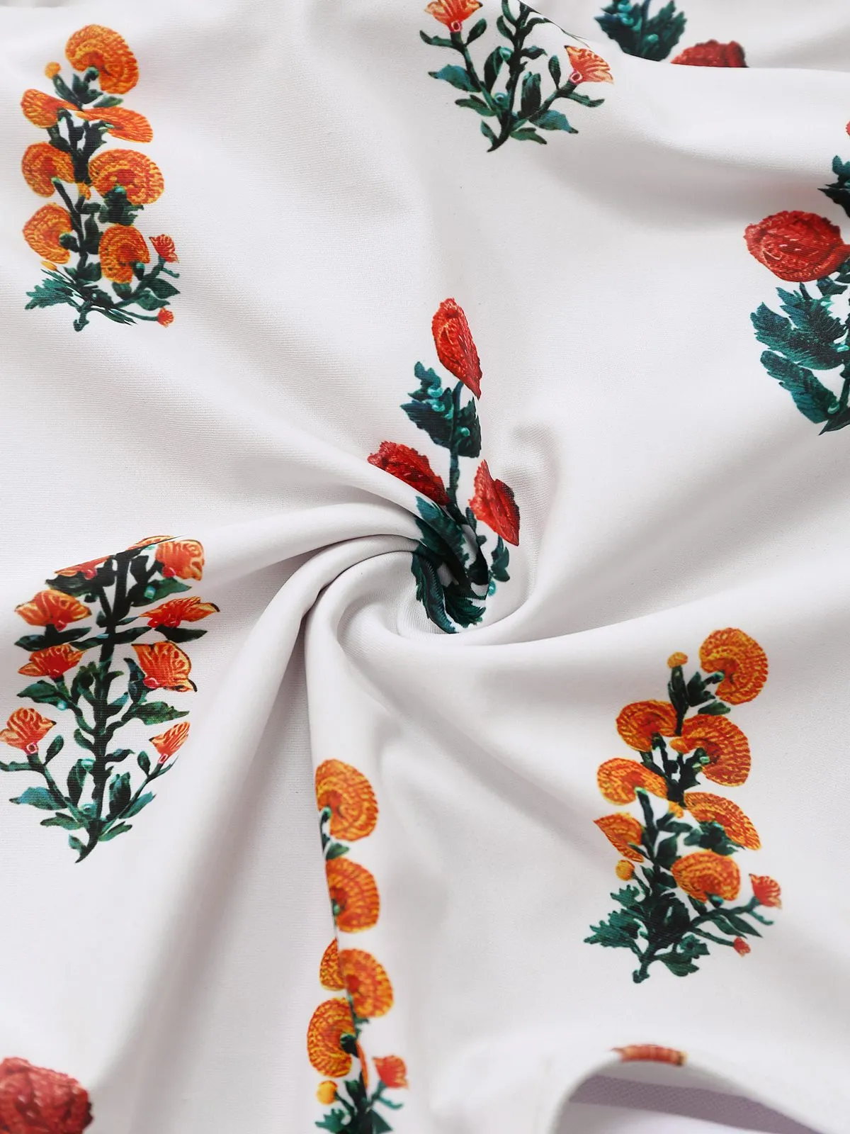 White 1960s 3D-Flower Spaghetti Straps One-Piece Swimsuit sold by Retro Stage product image thumbnail 4