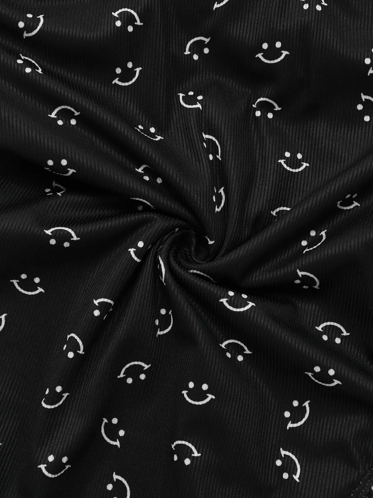 Black 1930s Smile Print Ruffles Spaghetti Straps One-Piece Swimsuit sold by Retro Stage product image thumbnail 5