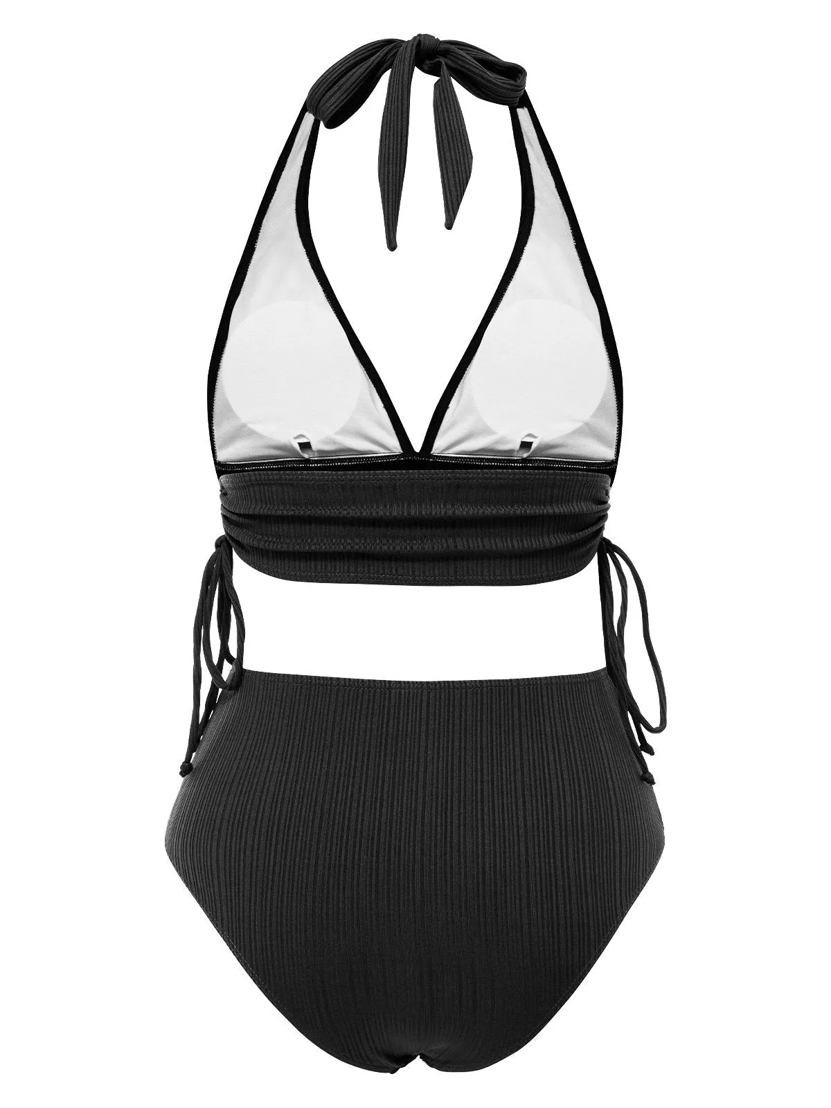 1930s Textured Fabric Solid Halter Lace-Up Swimsuit sold by Retro Stage product image thumbnail 5