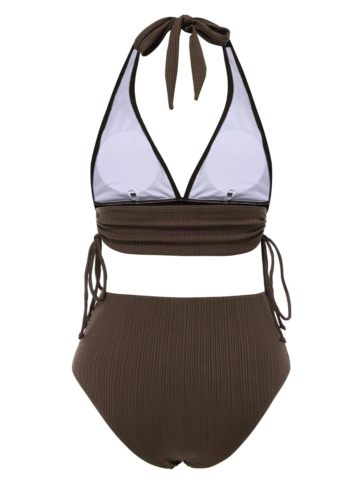 1930s Textured Fabric Solid Halter Lace-Up Swimsuit sold by Retro Stage product image thumbnail 2