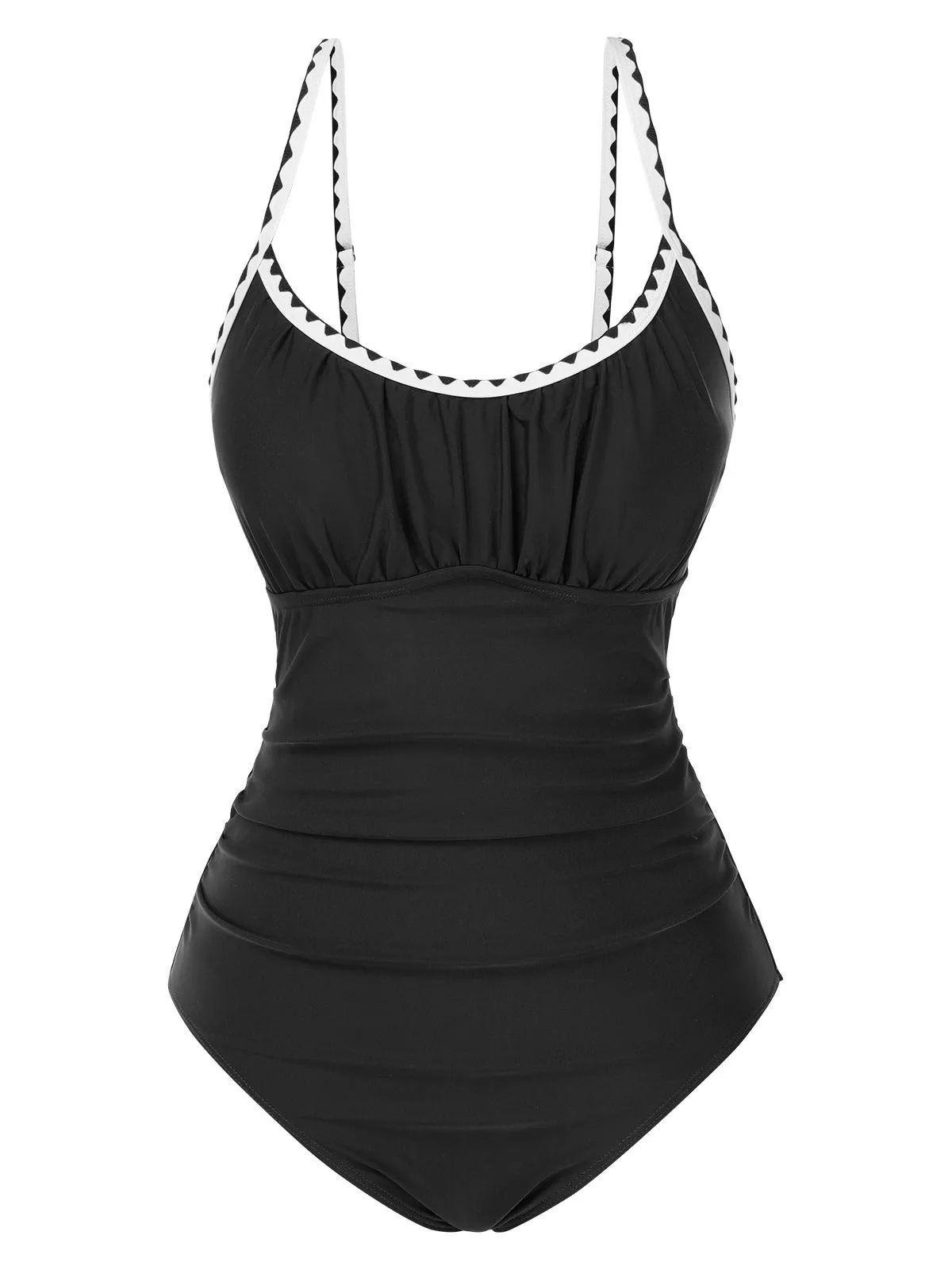 1940s Spaghetti Straps Ruched One-Piece Swimsuit sold by Retro Stage product image thumbnail 4