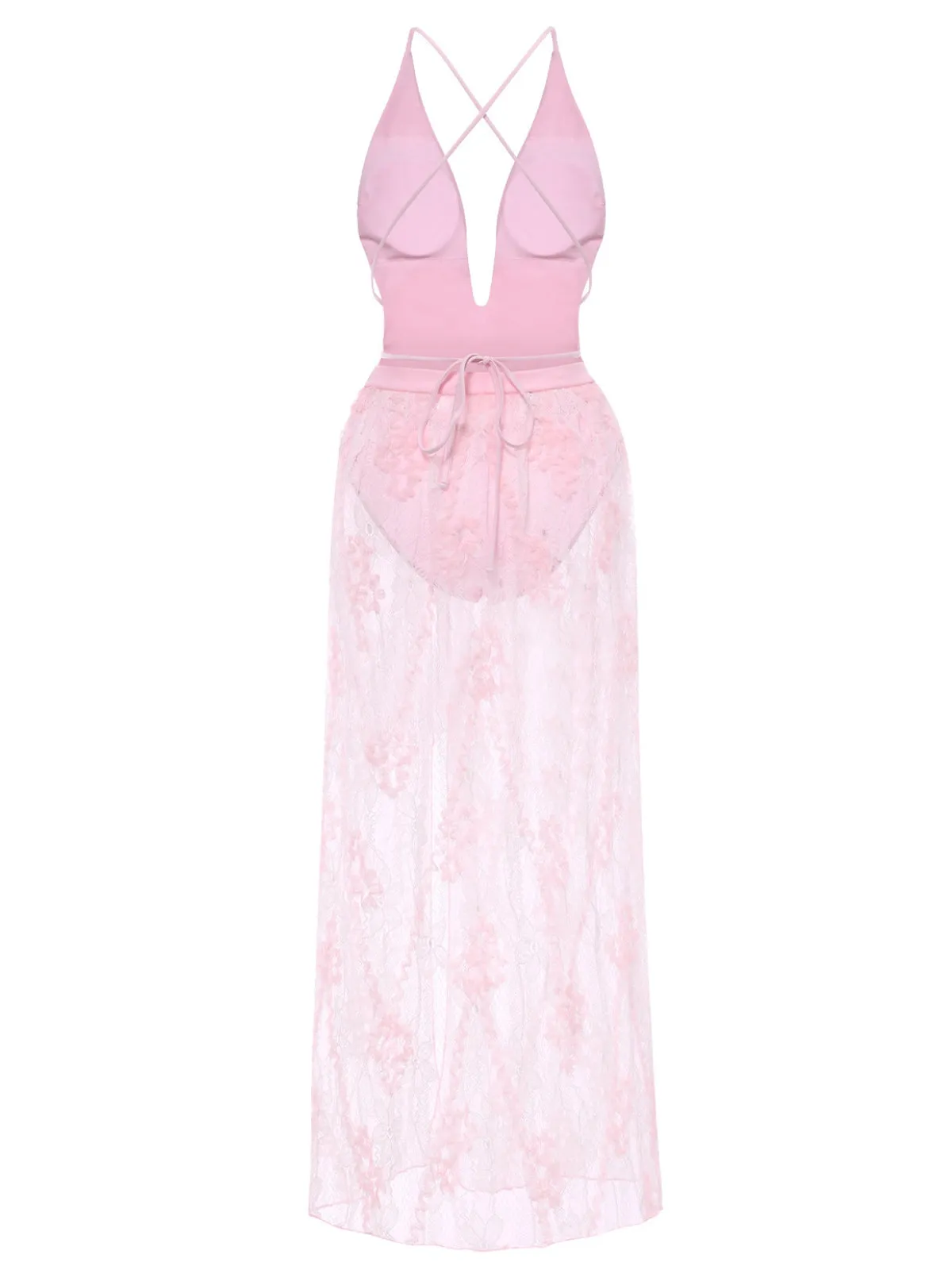 2PCS 1940s Deep-V One-Piece Swimsuit & Lace Cover-Up sold by Retro Stage product image thumbnail 5