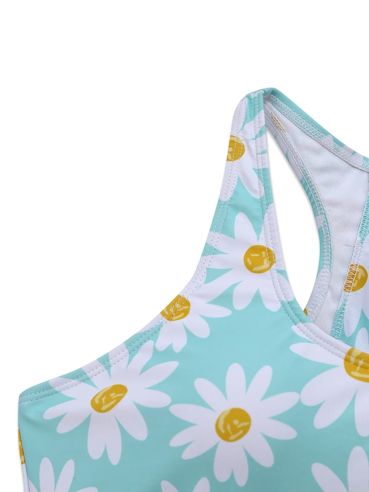 Blue 1960s Daisy Print Check Tankini Set sold by Retro Stage product image thumbnail 4