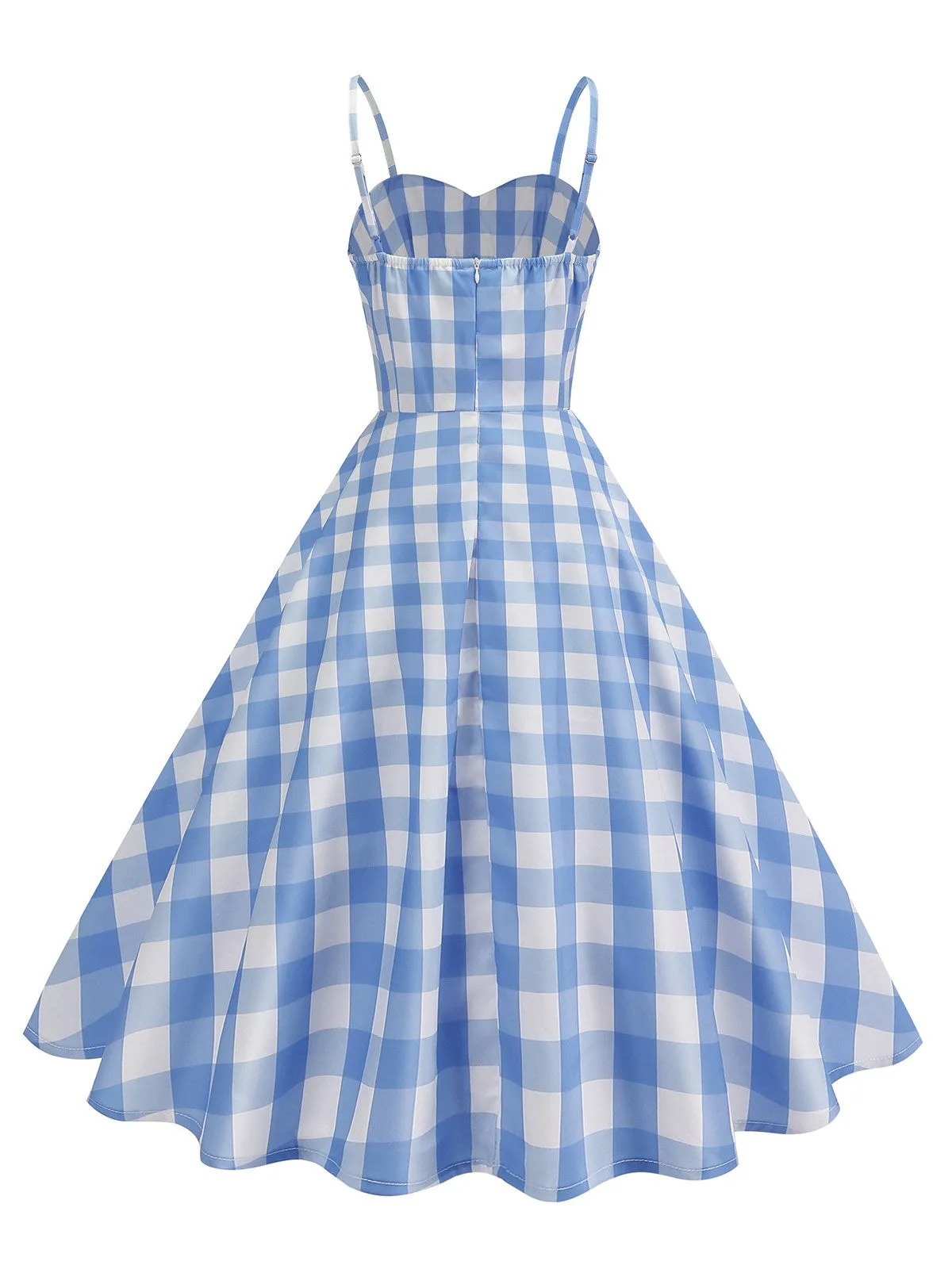 1950s Ruched Spaghetti Straps Gingham Plaid Dress sold by Retro Stage product image thumbnail 2