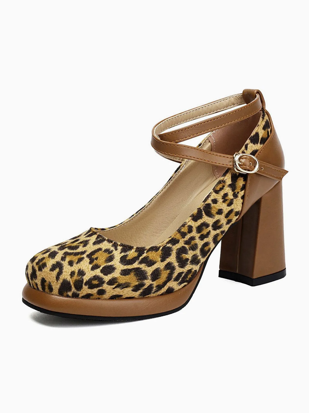 Vintage Leopard Criss-Cross Buckle Chunky Heels sold by Retro Stage product image thumbnail 5