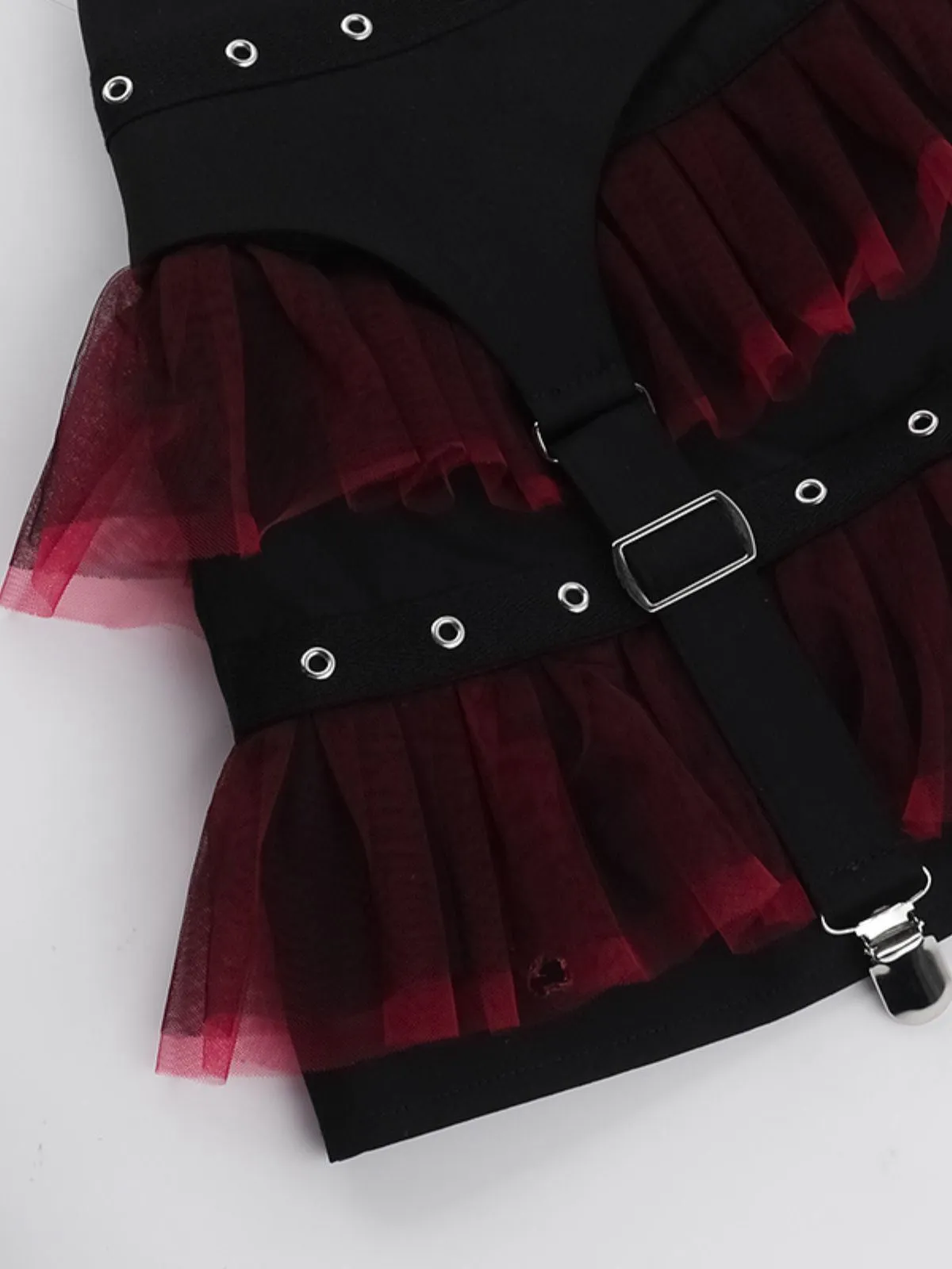 Black 1980s Gothic Steampunk Mesh Ruffles Mini Skirt sold by Retro Stage product image thumbnail 4