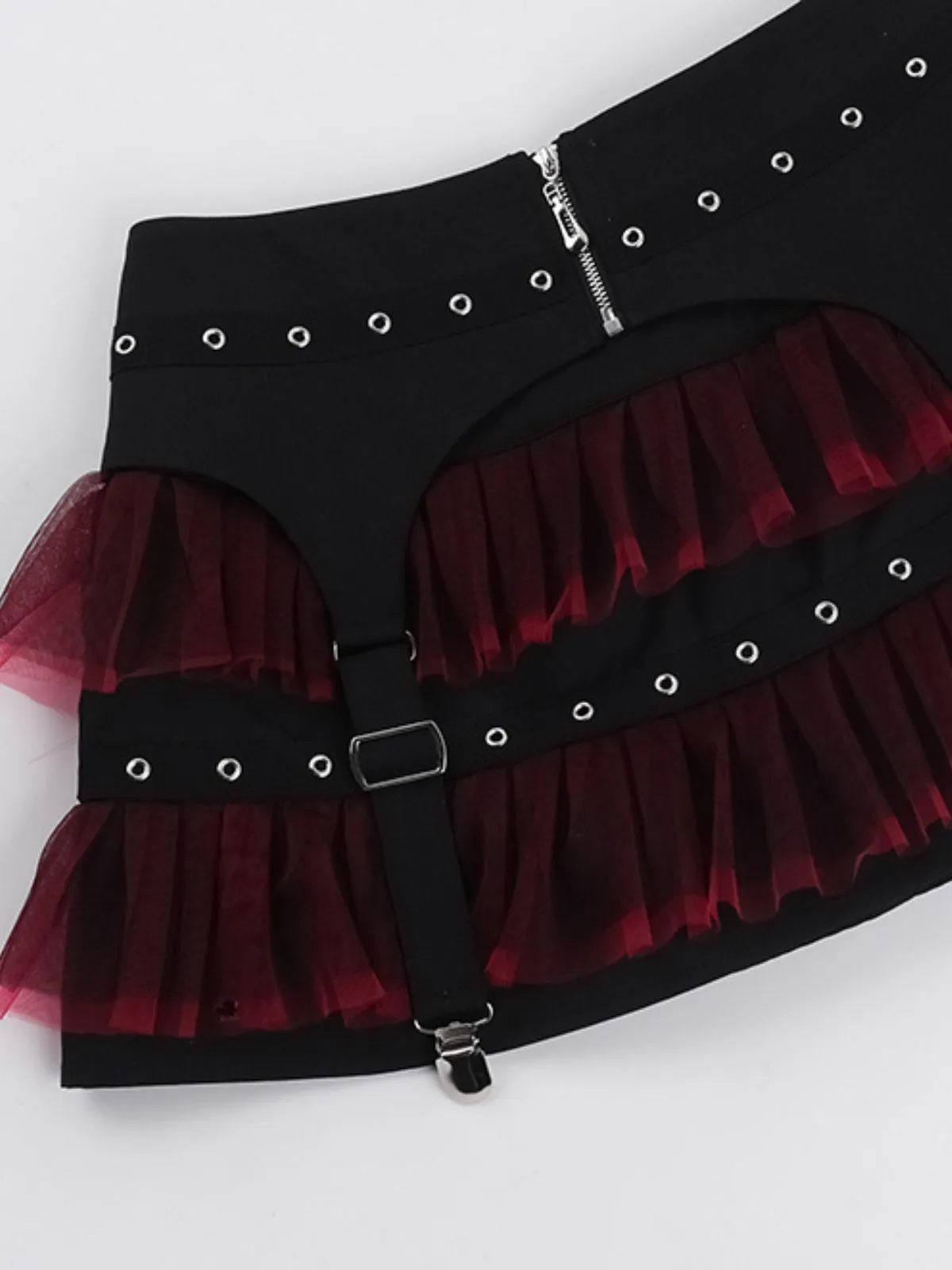 Black 1980s Gothic Steampunk Mesh Ruffles Mini Skirt sold by Retro Stage product image thumbnail 3