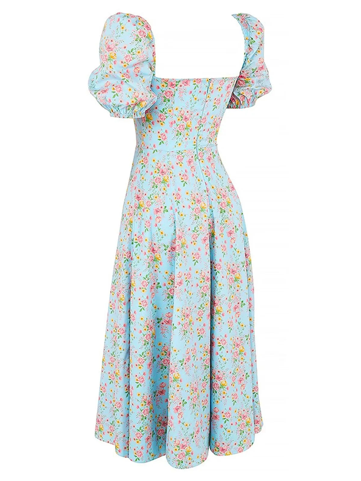 1940s Ditsy Floral Square Neck Slit Dress sold by Retro Stage product image thumbnail 2