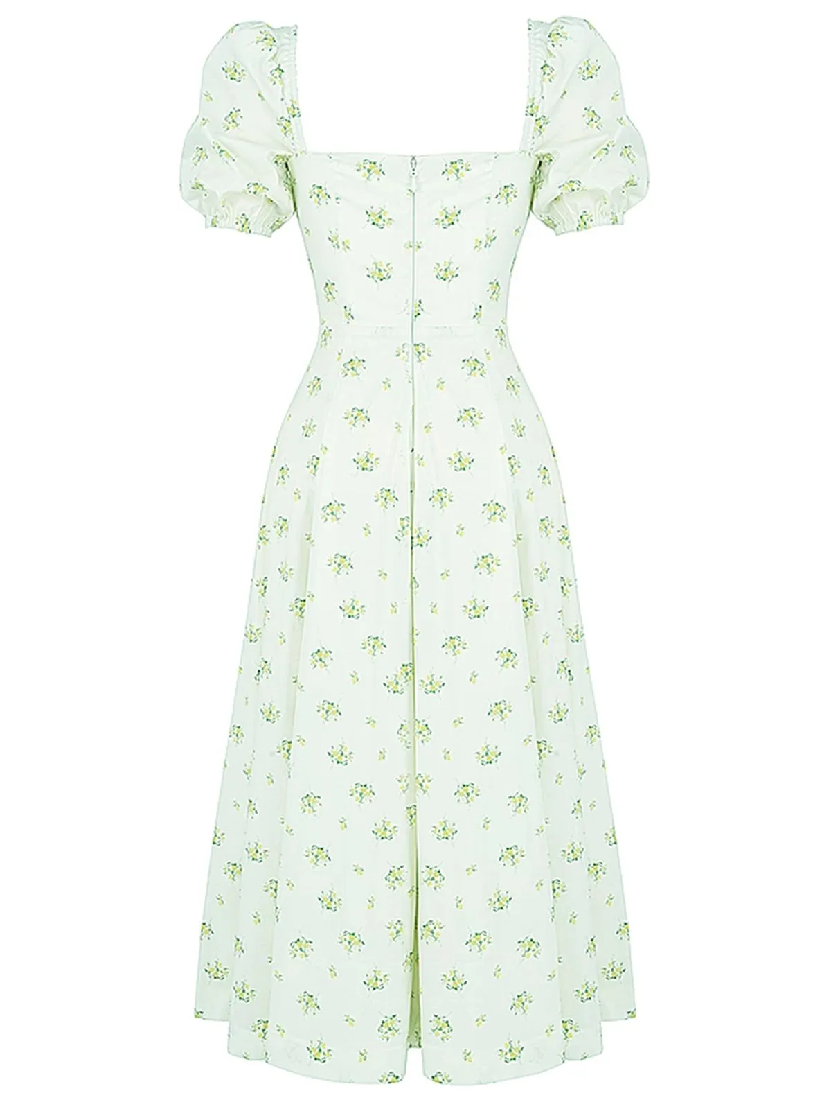 1940s Ditsy Floral Square Neck Slit Dress sold by Retro Stage product image thumbnail 5