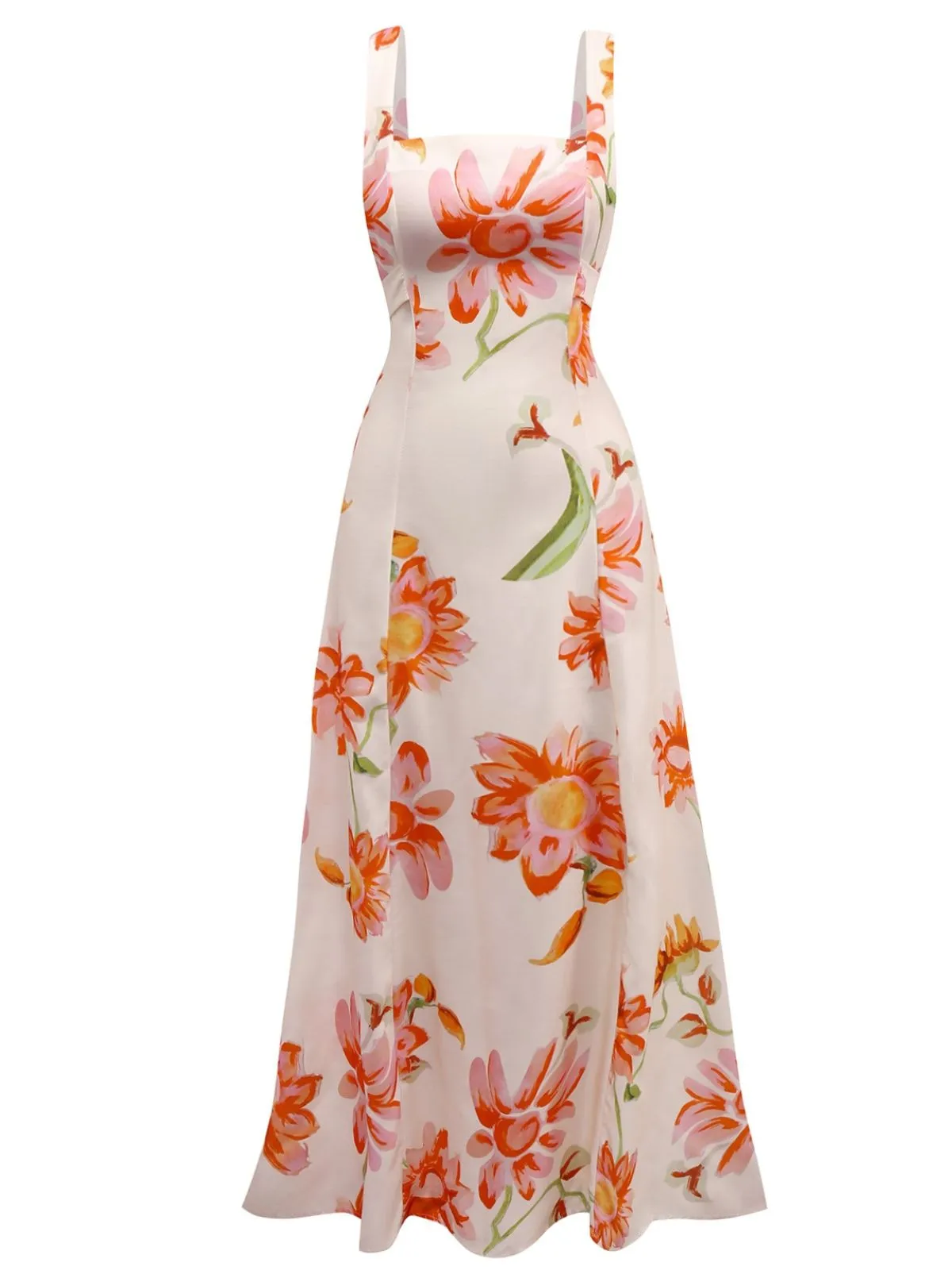 1940s Floral Backless Wide Strap Dress sold by Retro Stage