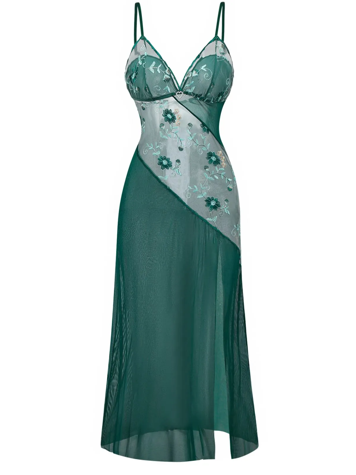 1930s Lace Embroidered Floral Slip Nightdress sold by Retro Stage