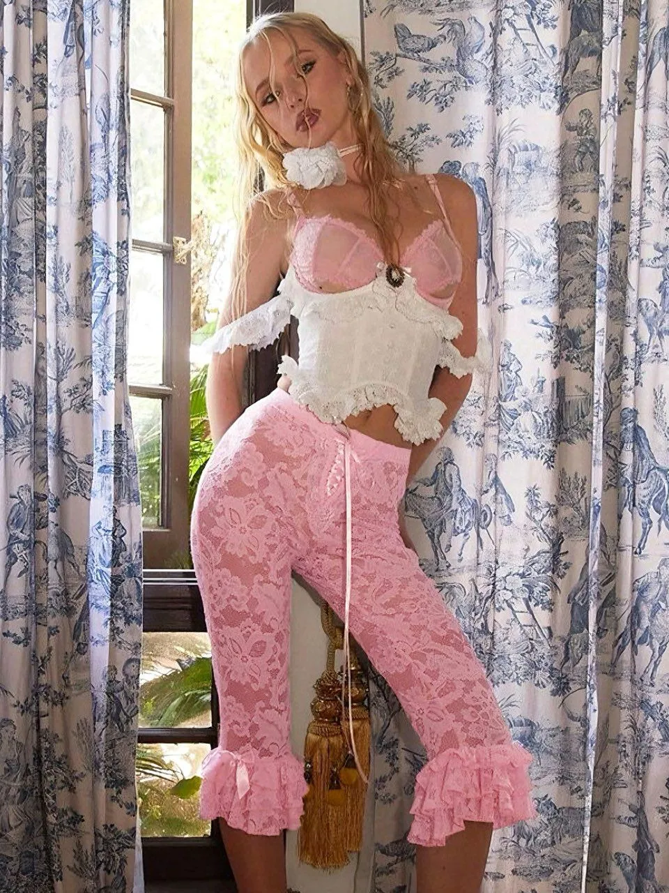 1950s Retro Lace Ruffles Capri Pants sold by Retro Stage product image thumbnail 4