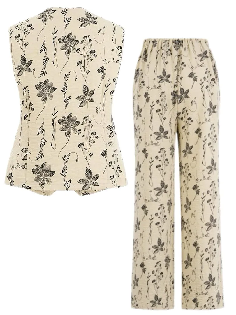 2PCS 1940s Floral Hem V-Neck Vest & Pants sold by Retro Stage product image thumbnail 2