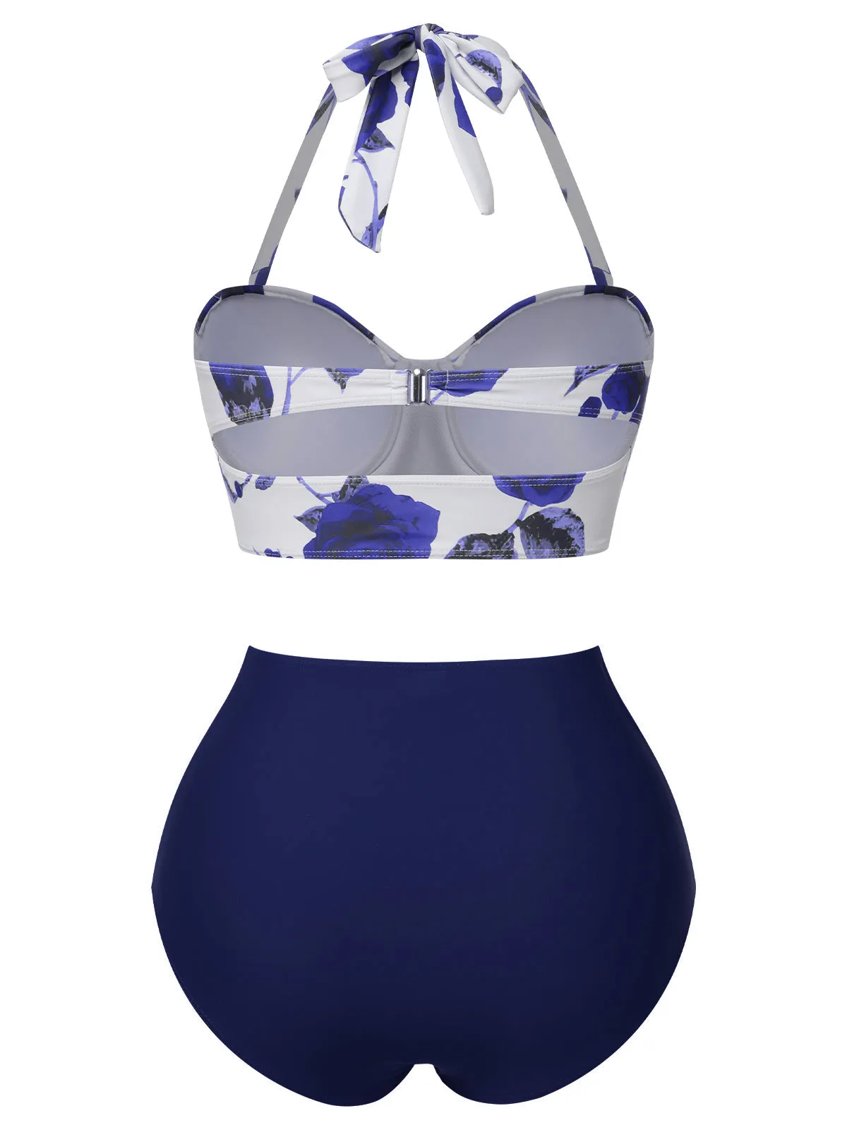 Blue 1960s Halter Roses Swimsuit sold by Retro Stage product image thumbnail 2