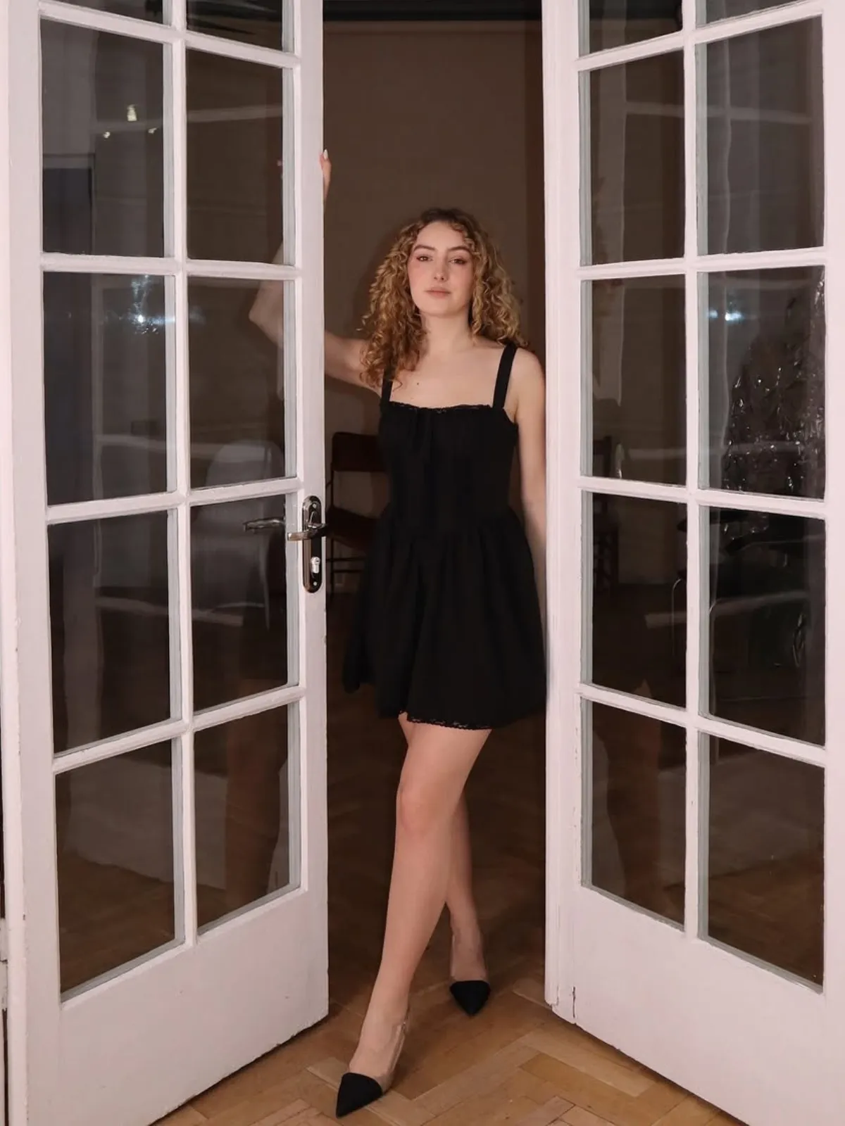 Black Solid Sleeveless Lace Mini Dress sold by Retro Stage