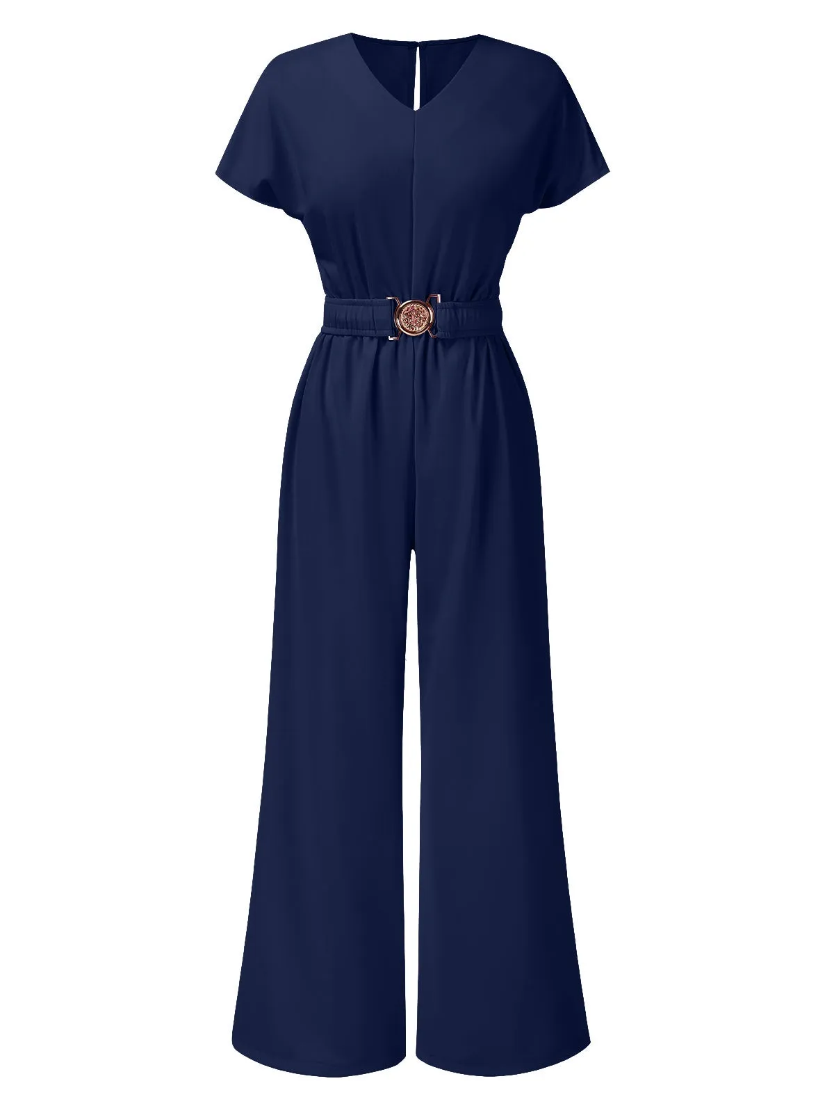 1950s Solid V-Neck Belted Jumpsuit sold by Retro Stage product image thumbnail 4