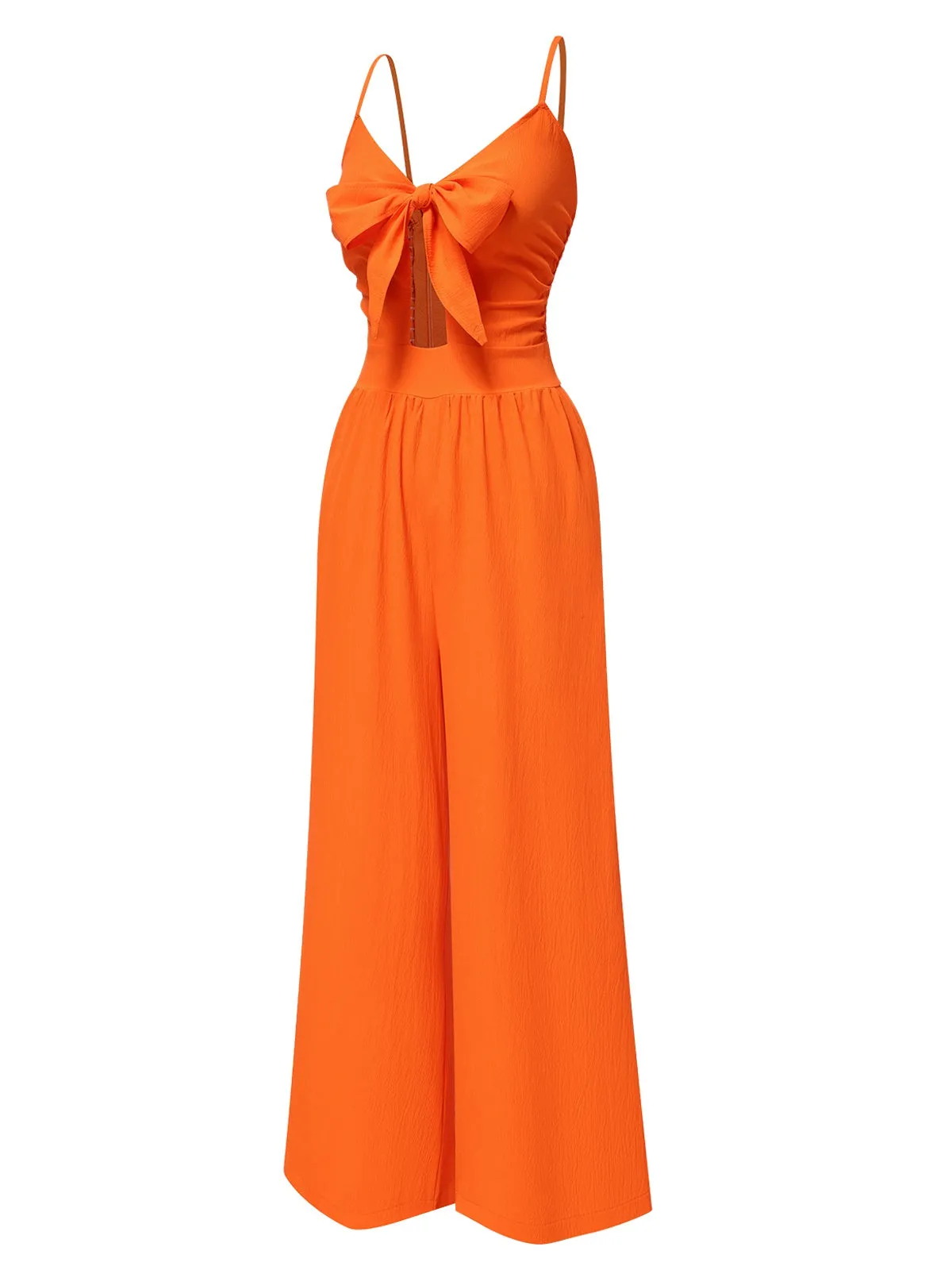1940s Solid V-Neck Hollow-Out Bow Straps Jumpsuit sold by Retro Stage product image thumbnail 2