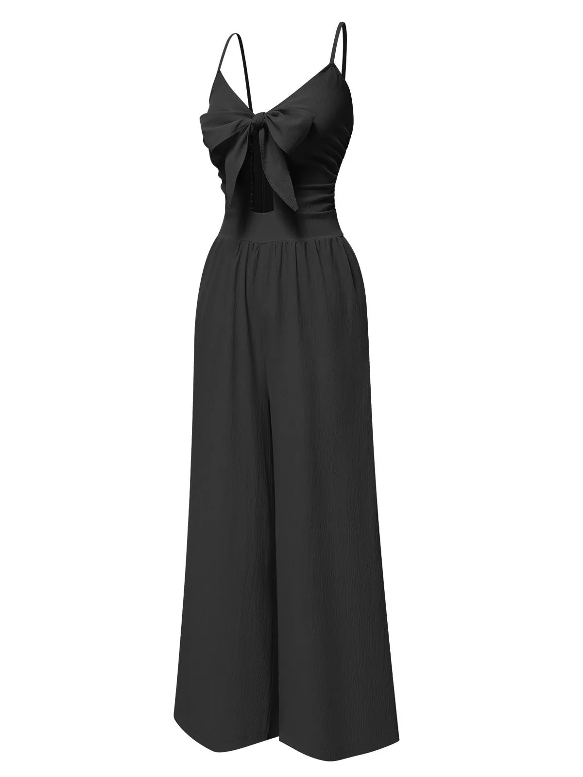 1940s Solid V-Neck Hollow-Out Bow Straps Jumpsuit sold by Retro Stage product image thumbnail 5