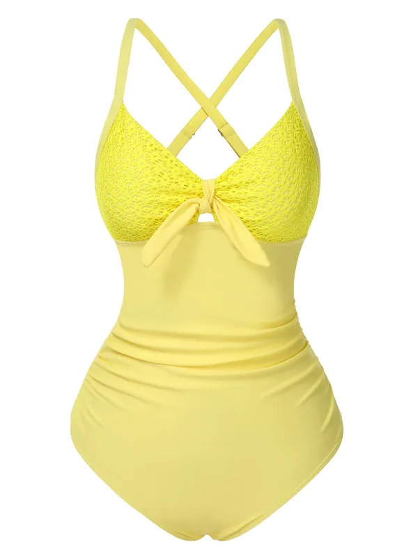 1950s Spaghetti Strap Cross-Back One-Piece Swimsuit sold by Retro Stage