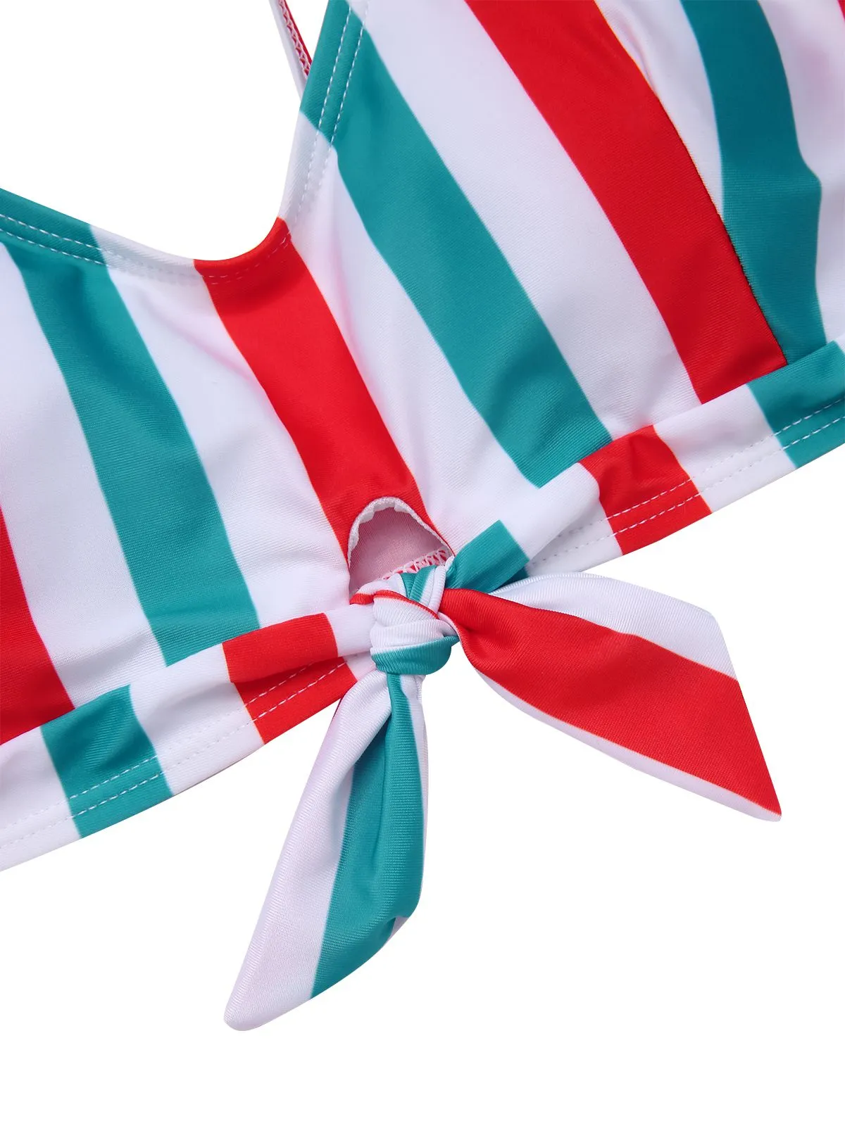 1940s Spaghetti Strap Bow Contrast Stripes Bikini sold by Retro Stage product image thumbnail 3