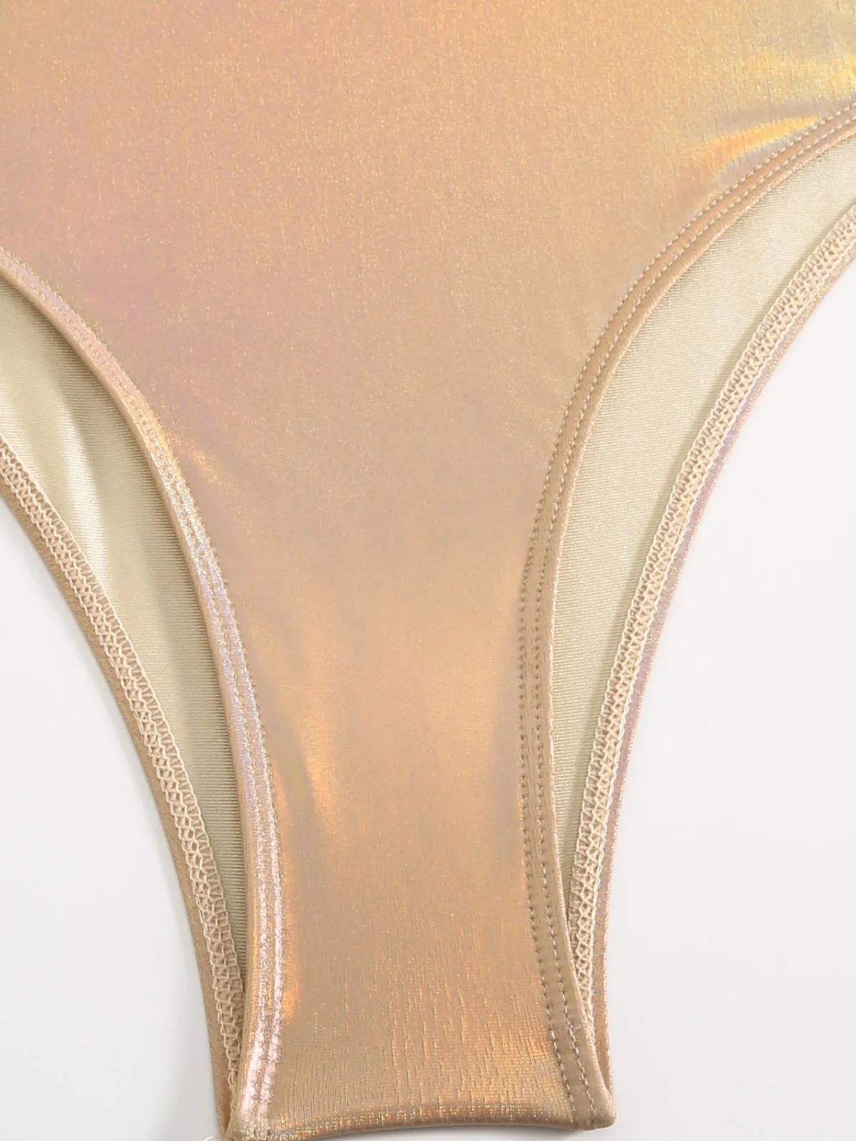 1970s Halter Cut-Out Metallic One-Piece Swimsuit sold by Retro Stage product image thumbnail 5