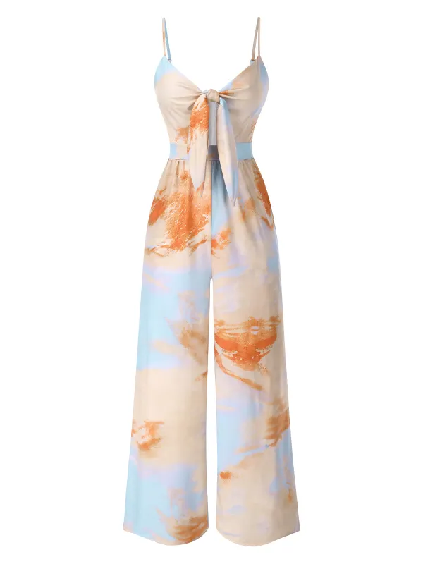 Multicolor 1930s Suspender Lace-up Ruched Jumpsuit sold by Retro Stage