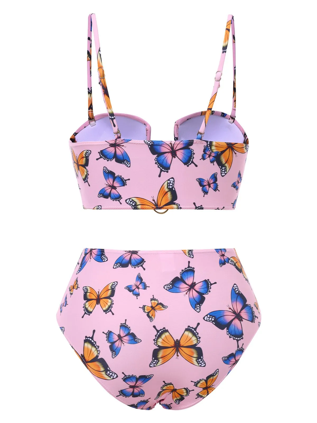 Pink 1950s Hollow Ring Butterfly Bikini Set sold by Retro Stage product image thumbnail 2