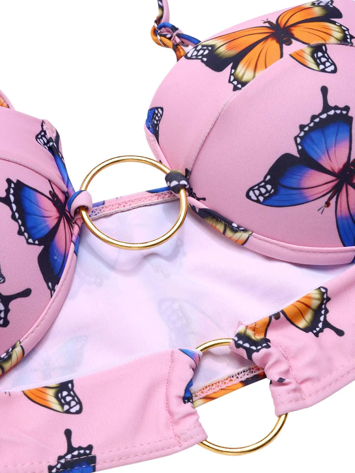 Pink 1950s Hollow Ring Butterfly Bikini Set sold by Retro Stage product image thumbnail 3