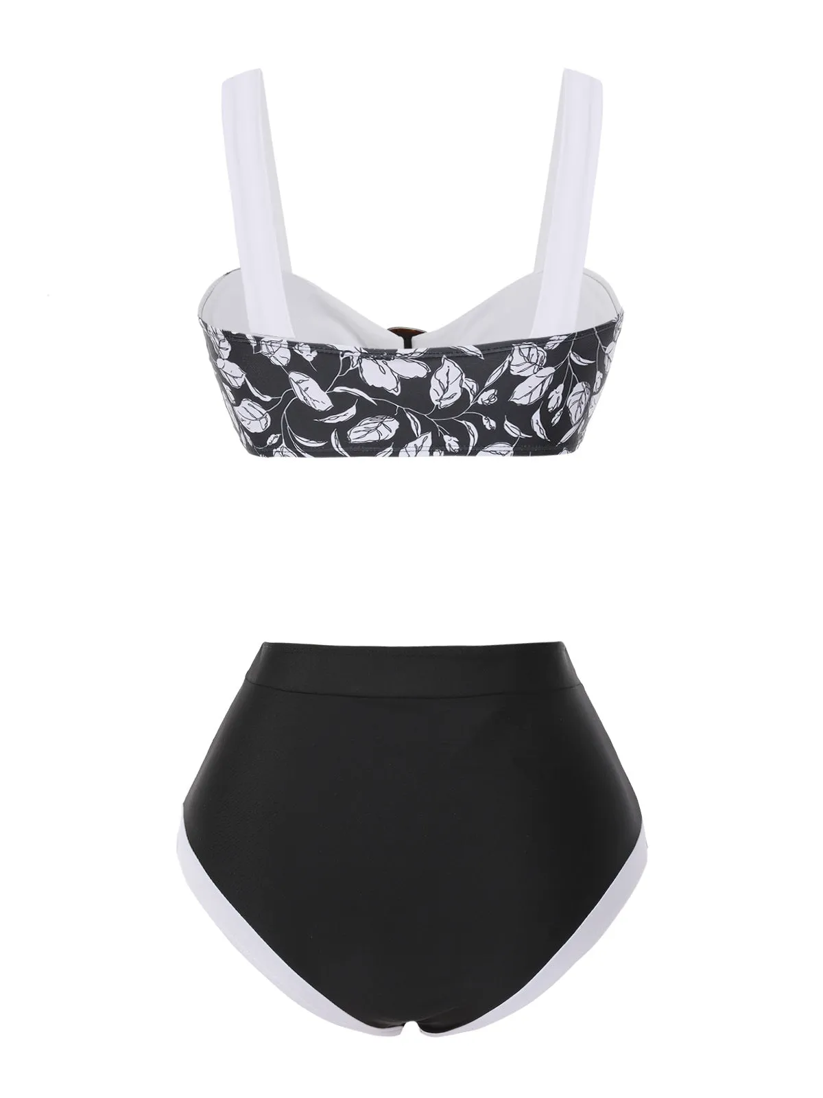 Black 1940s Hepburn Silhouette Floral Bikini Set sold by Retro Stage product image thumbnail 4