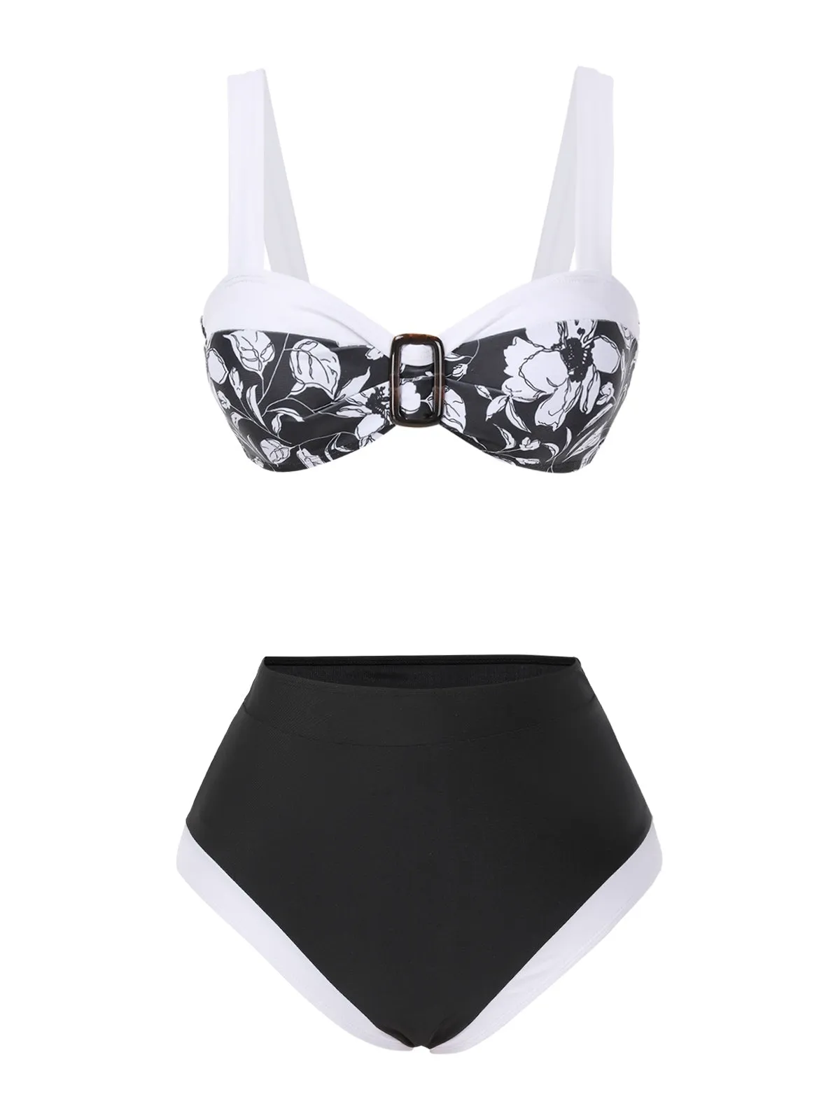 Black 1940s Hepburn Silhouette Floral Bikini Set sold by Retro Stage product image thumbnail 2