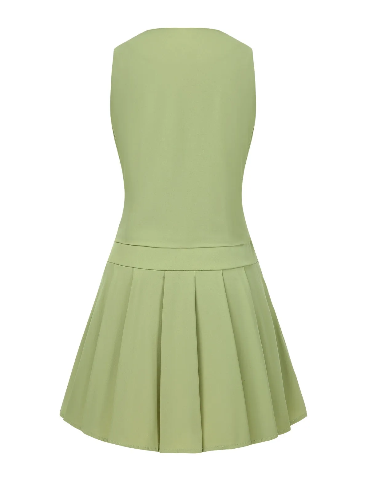 2PCS 1960s Solid Buttons Vest & Pleated Skirt sold by Retro Stage product image thumbnail 4