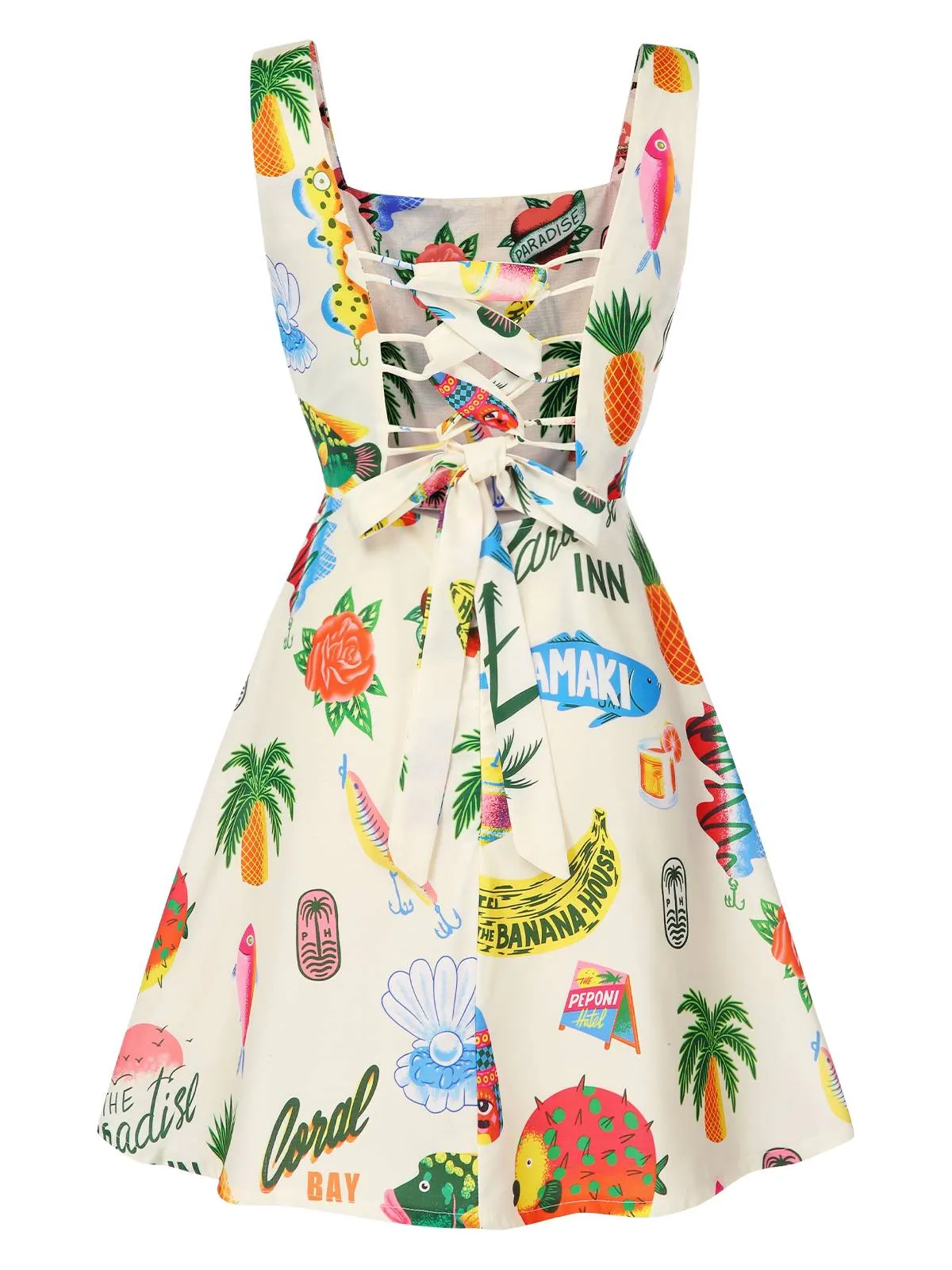 Multicolor 1960s Tropical Fruits Wide-Straps Dress sold by Retro Stage product image thumbnail 2