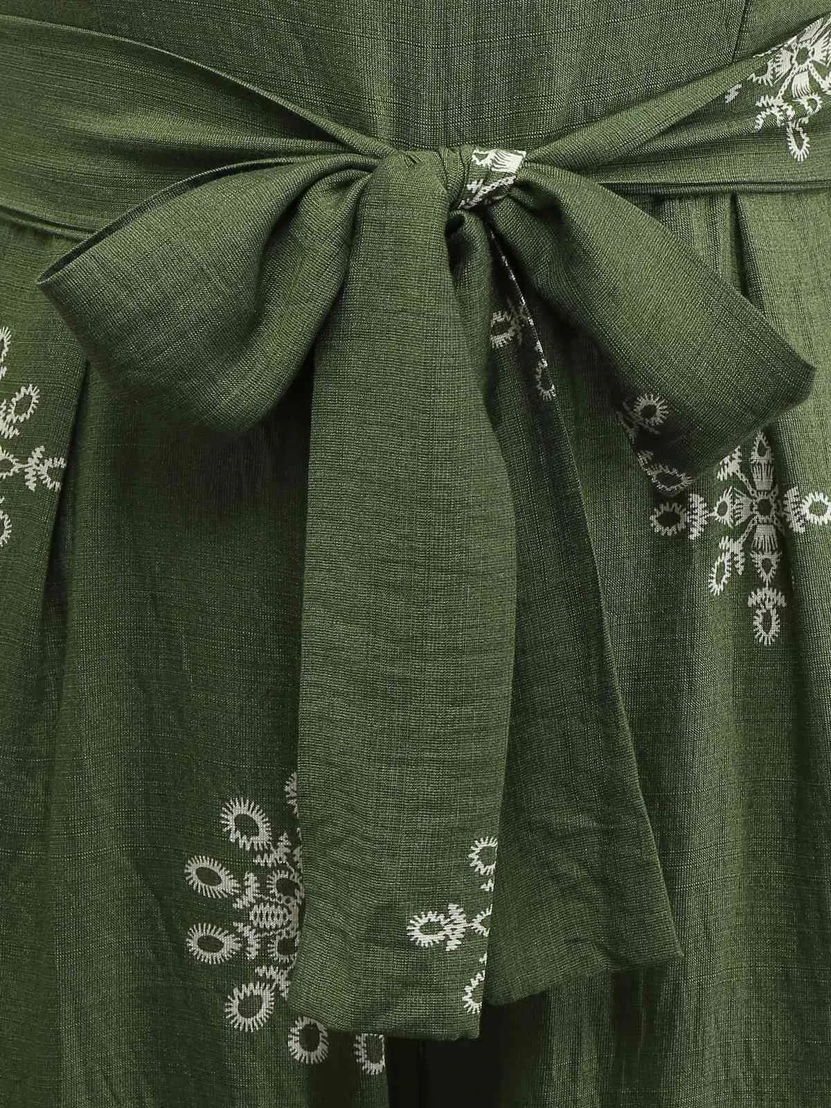 Green 1970s Wide-Legs Bohemian Bandeau Jumpsuit sold by Retro Stage product image thumbnail 5