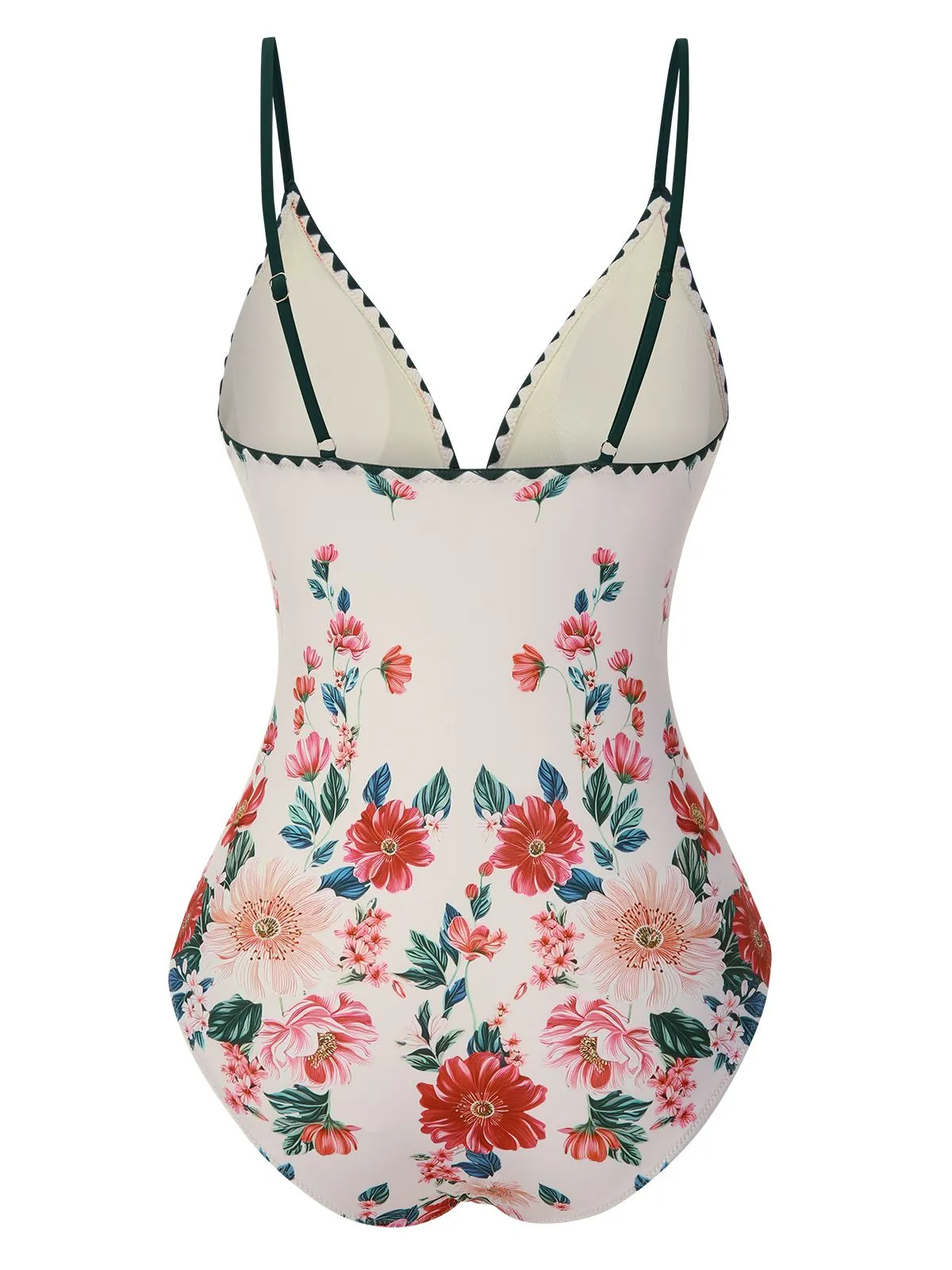 1950s Floral Print Spaghetti Strap One-Piece Swimsuit sold by Retro Stage product image thumbnail 3