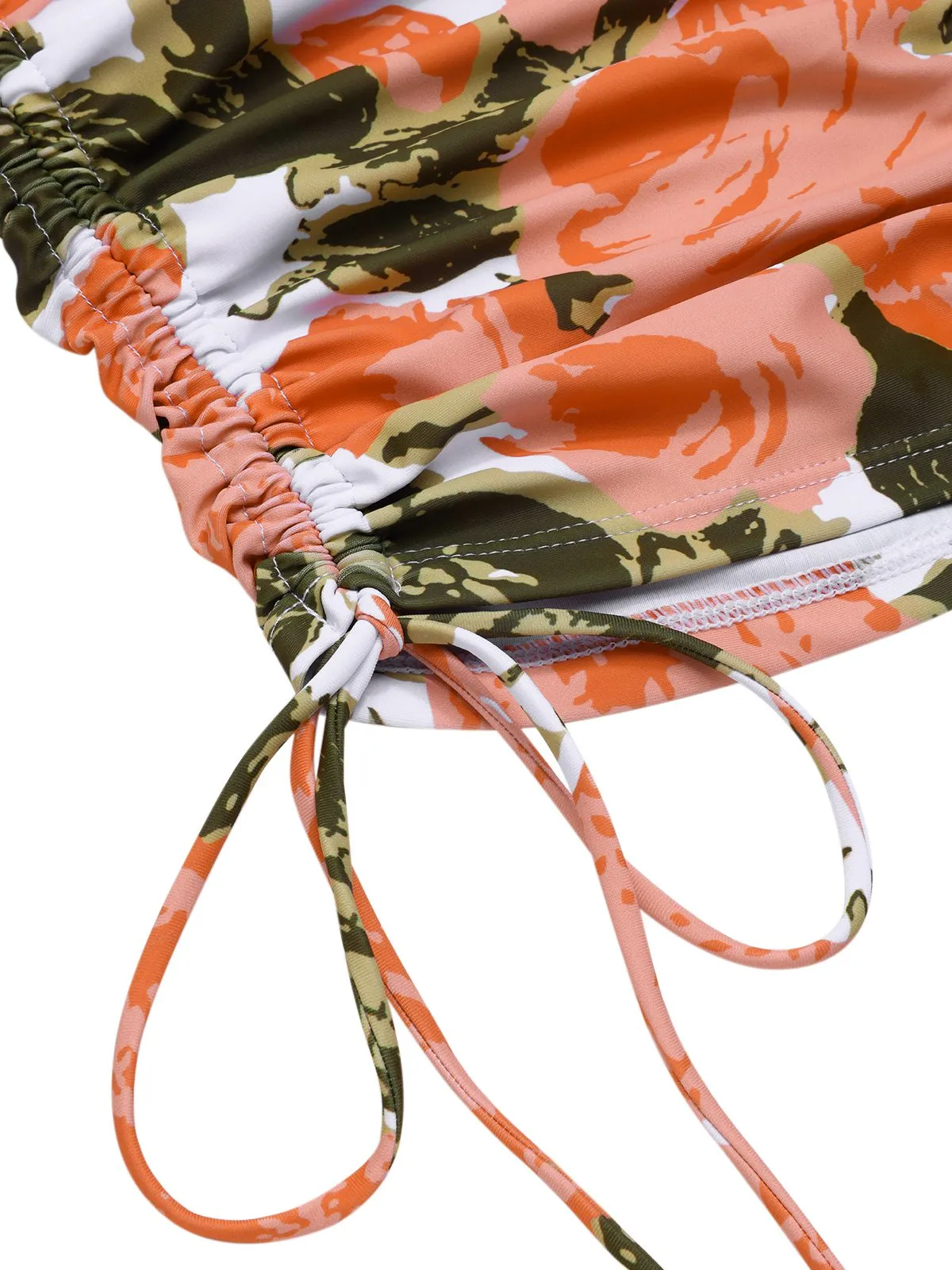 Green 1960s Bandeau Halter Floral Drawstring Swimsuit sold by Retro Stage product image thumbnail 4