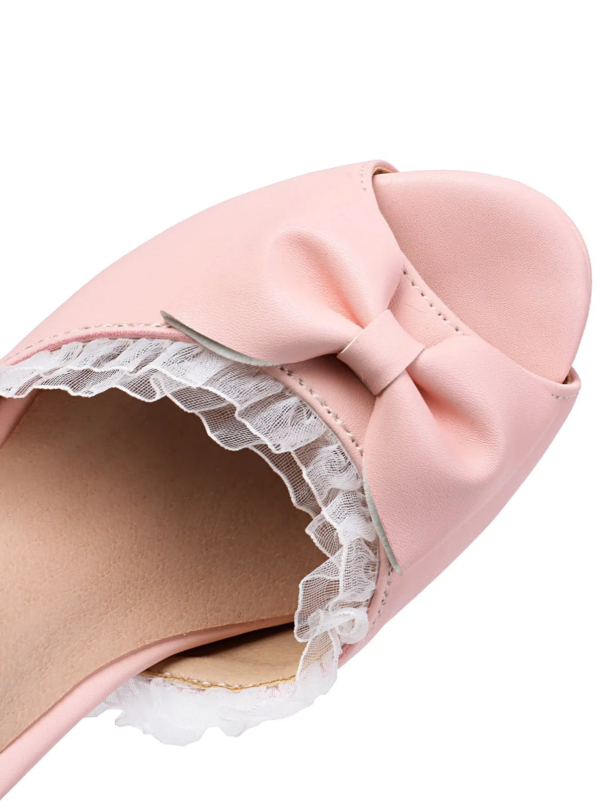 Pearl Bow Lace Peep Toe High Heels Sandals sold by Retro Stage product image thumbnail 4