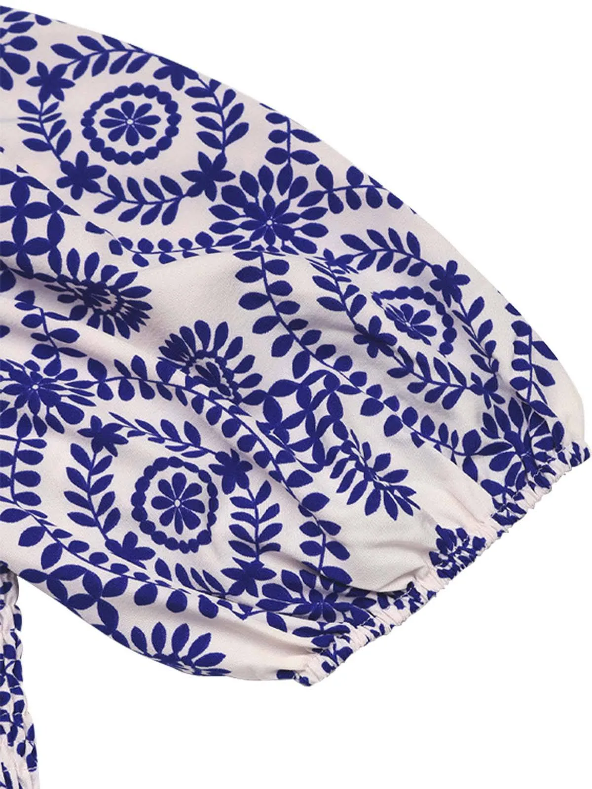 Blue 1930s Tribal Prints Square Neck Romper sold by Retro Stage product image thumbnail 4