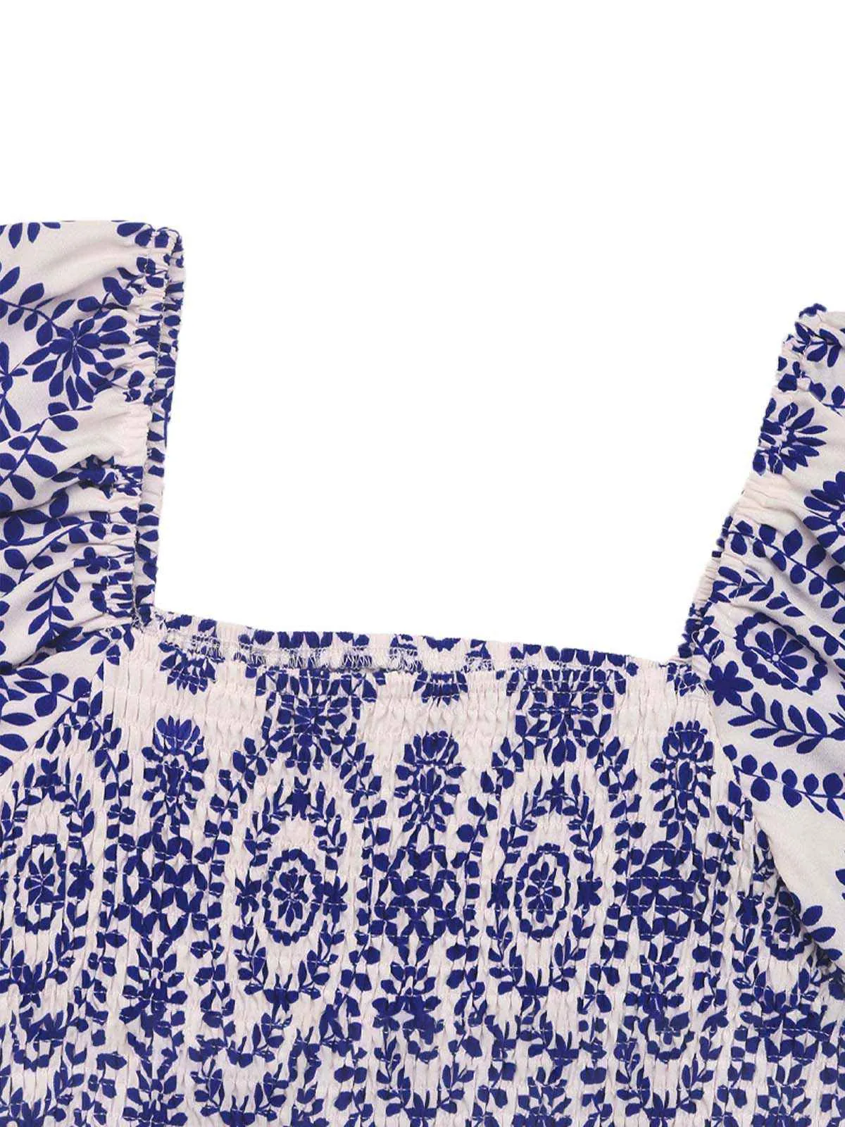 Blue 1930s Tribal Prints Square Neck Romper sold by Retro Stage product image thumbnail 3