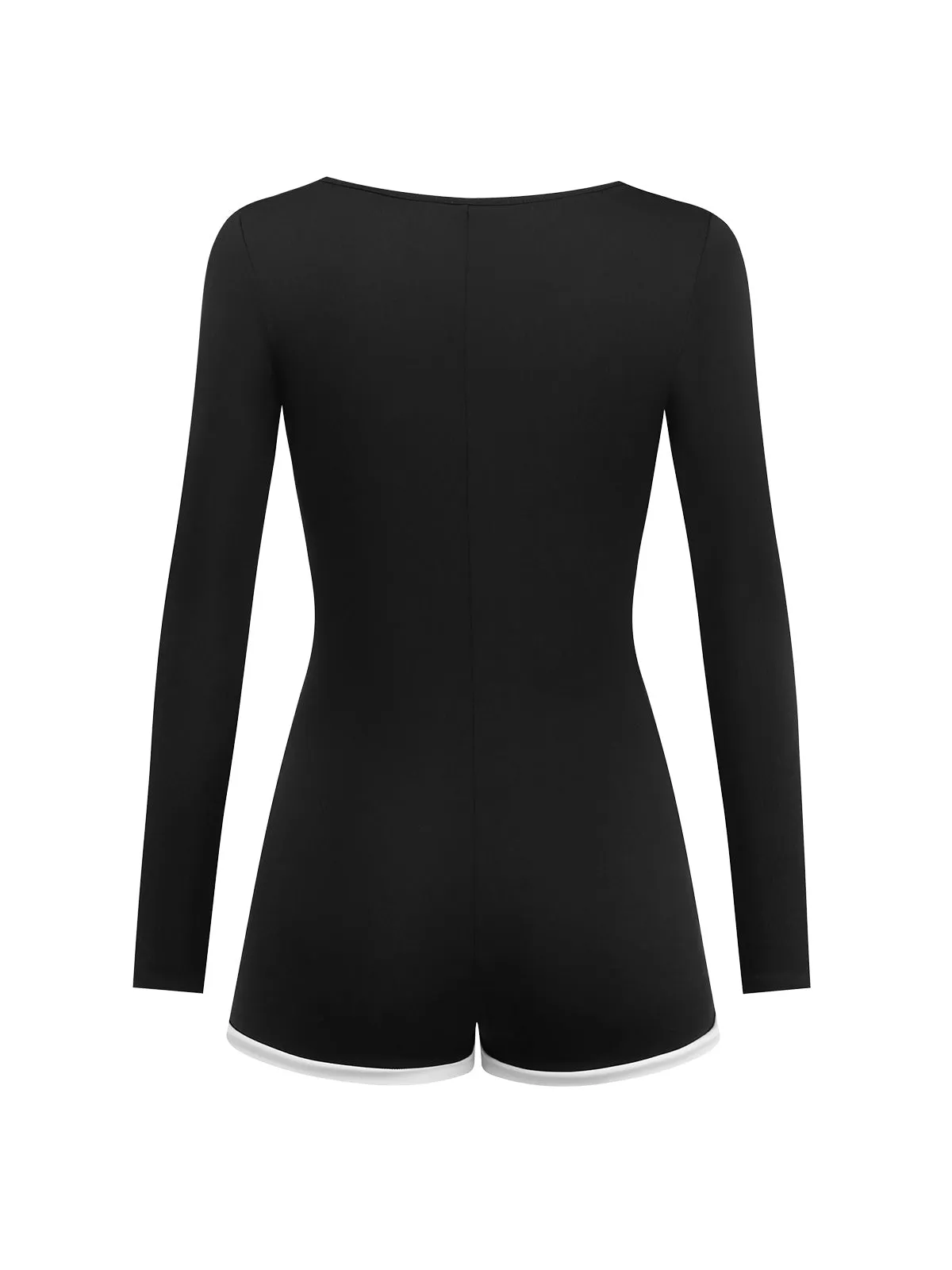 Black 1950s Square Neck Long Sleeve Romper sold by Retro Stage product image thumbnail 2