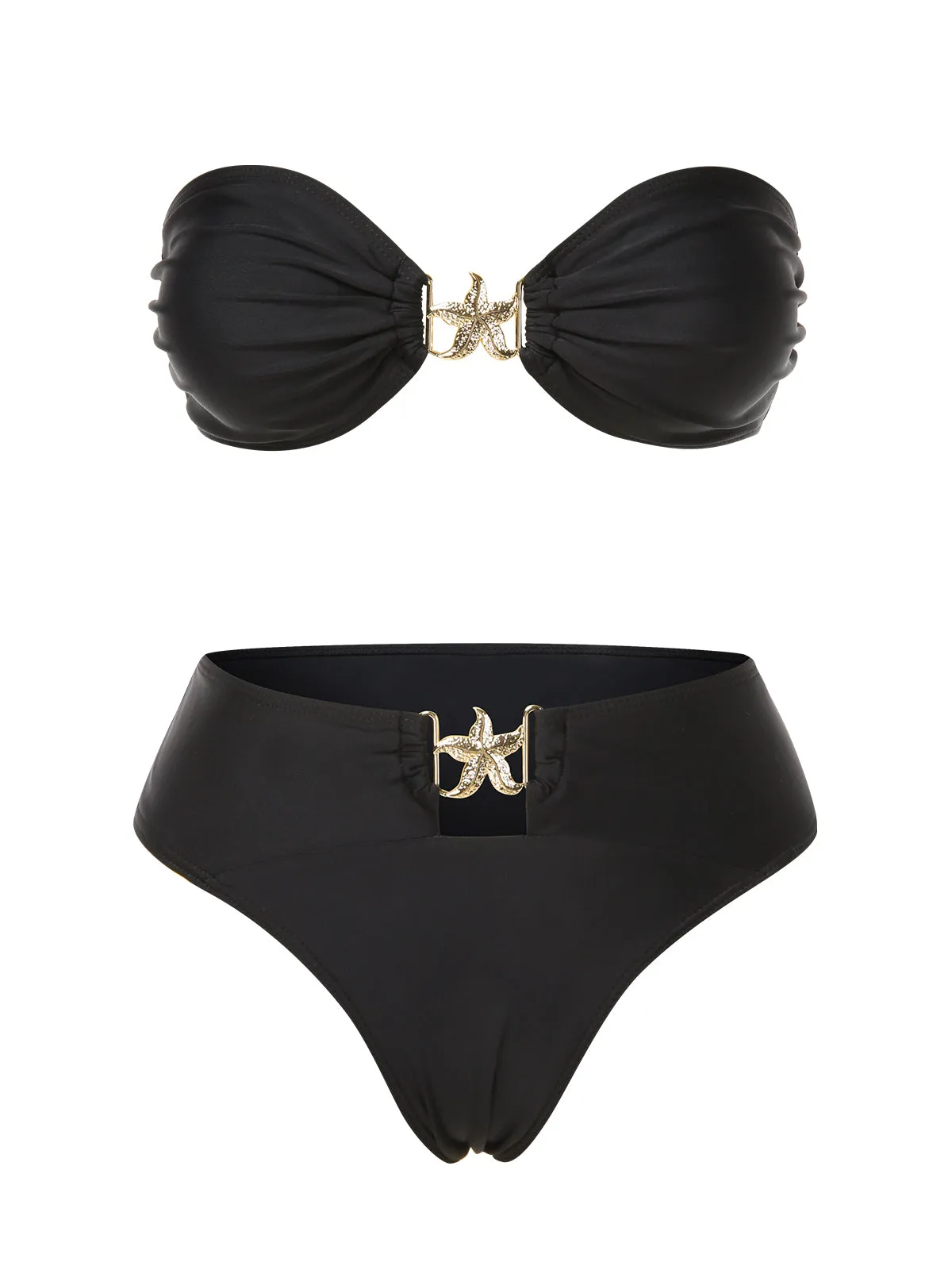 Black 1950s Bandeau Starfish Bikini Set sold by Retro Stage
