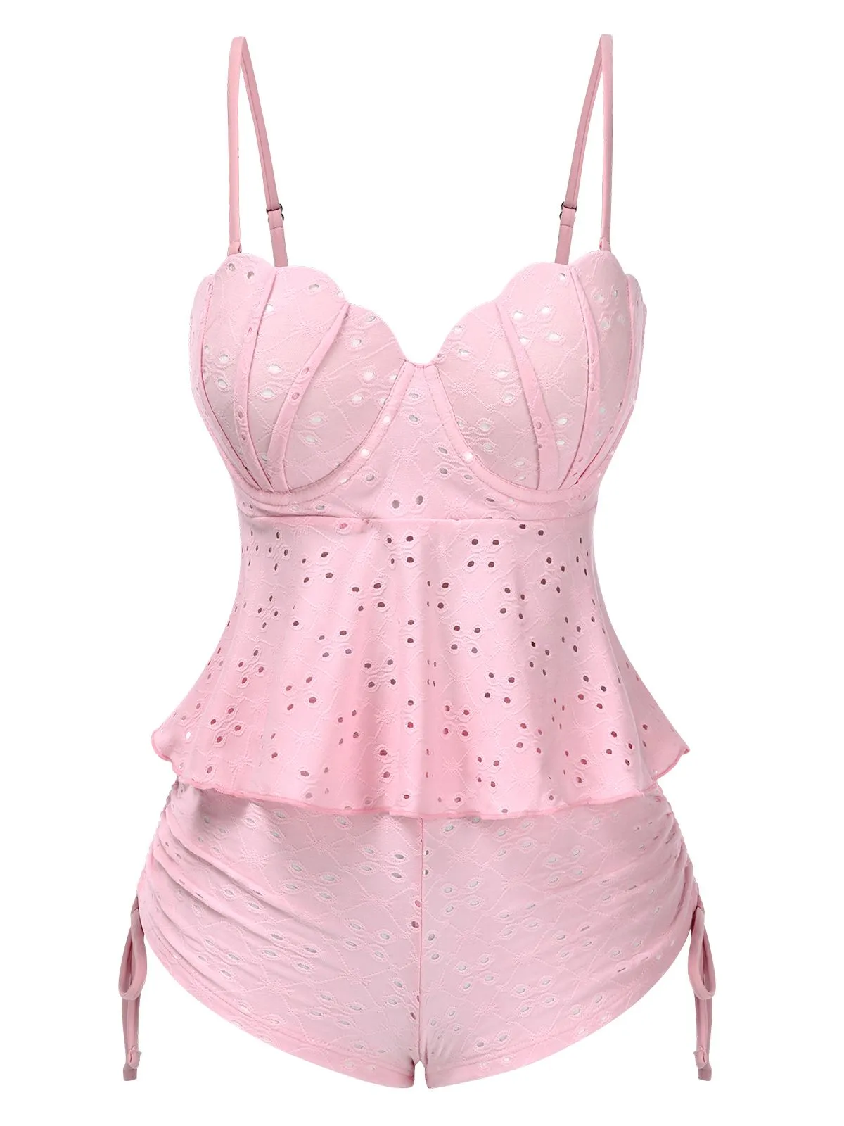 1940s Spaghetti Strap Eyelet Shell Tankini Set sold by Retro Stage product image thumbnail 4