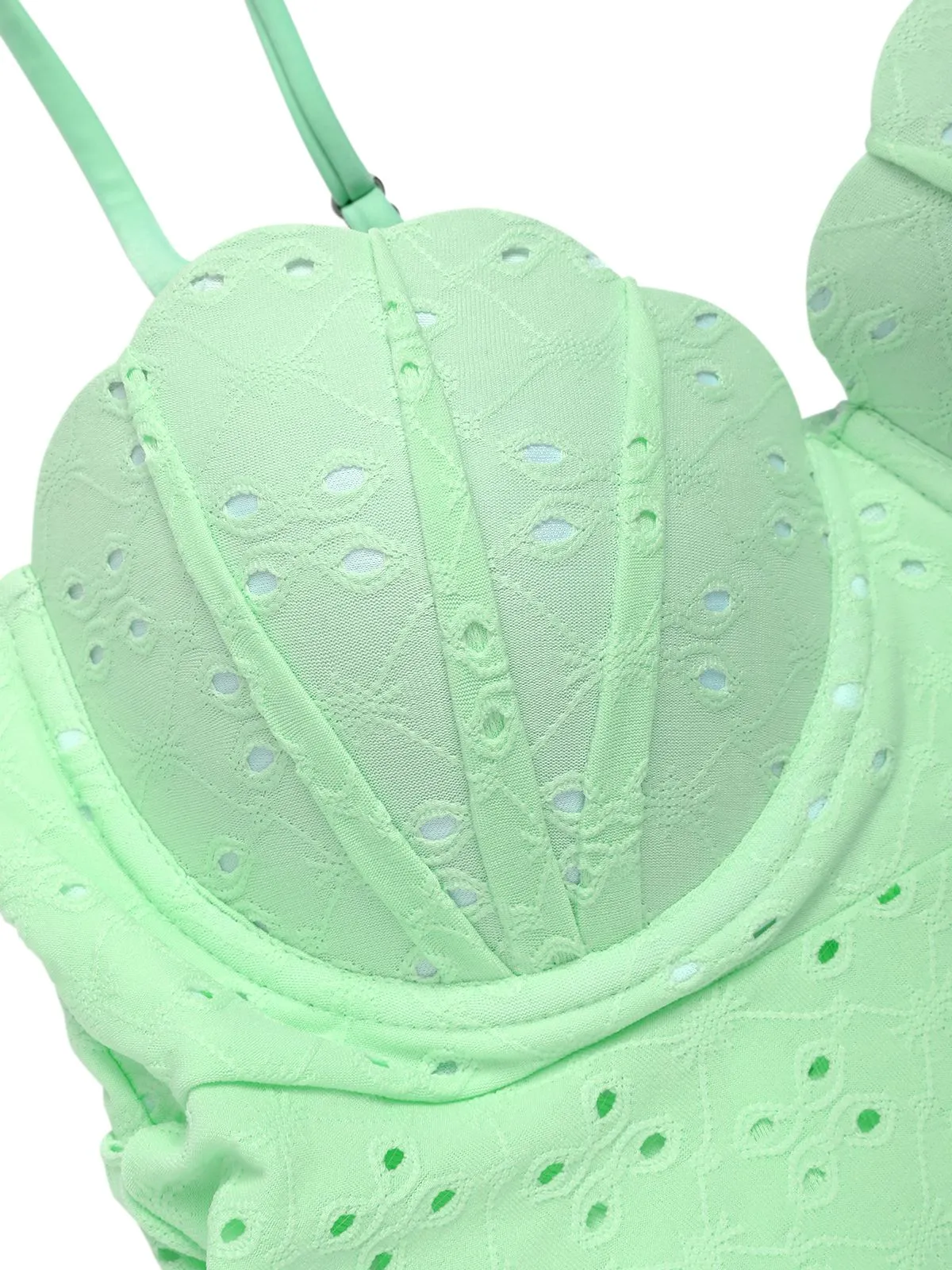 1940s Spaghetti Strap Eyelet Shell Tankini Set sold by Retro Stage product image thumbnail 3