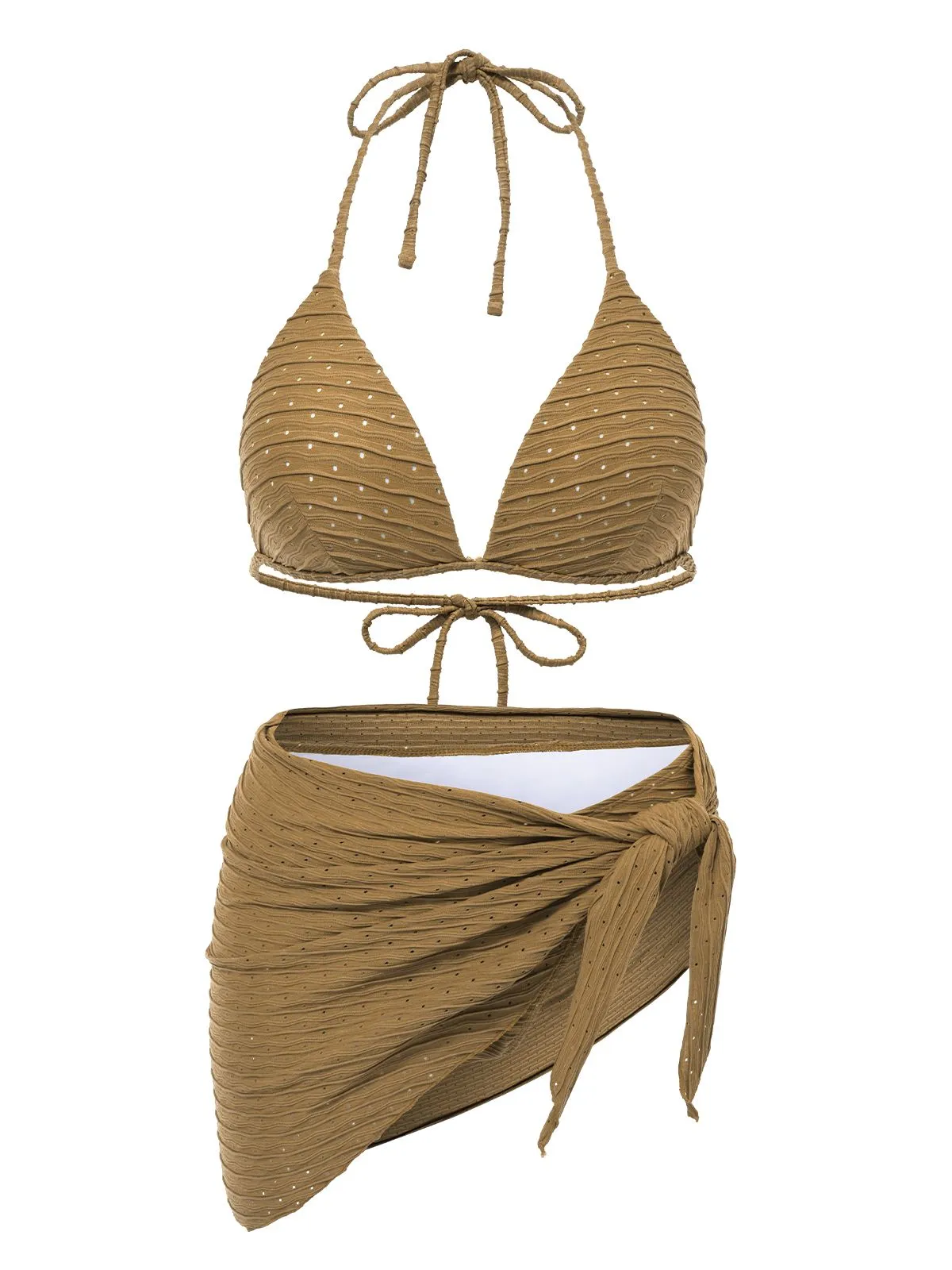 1940s Halter Textured Solid Bikini Set & Cover-Up sold by Retro Stage