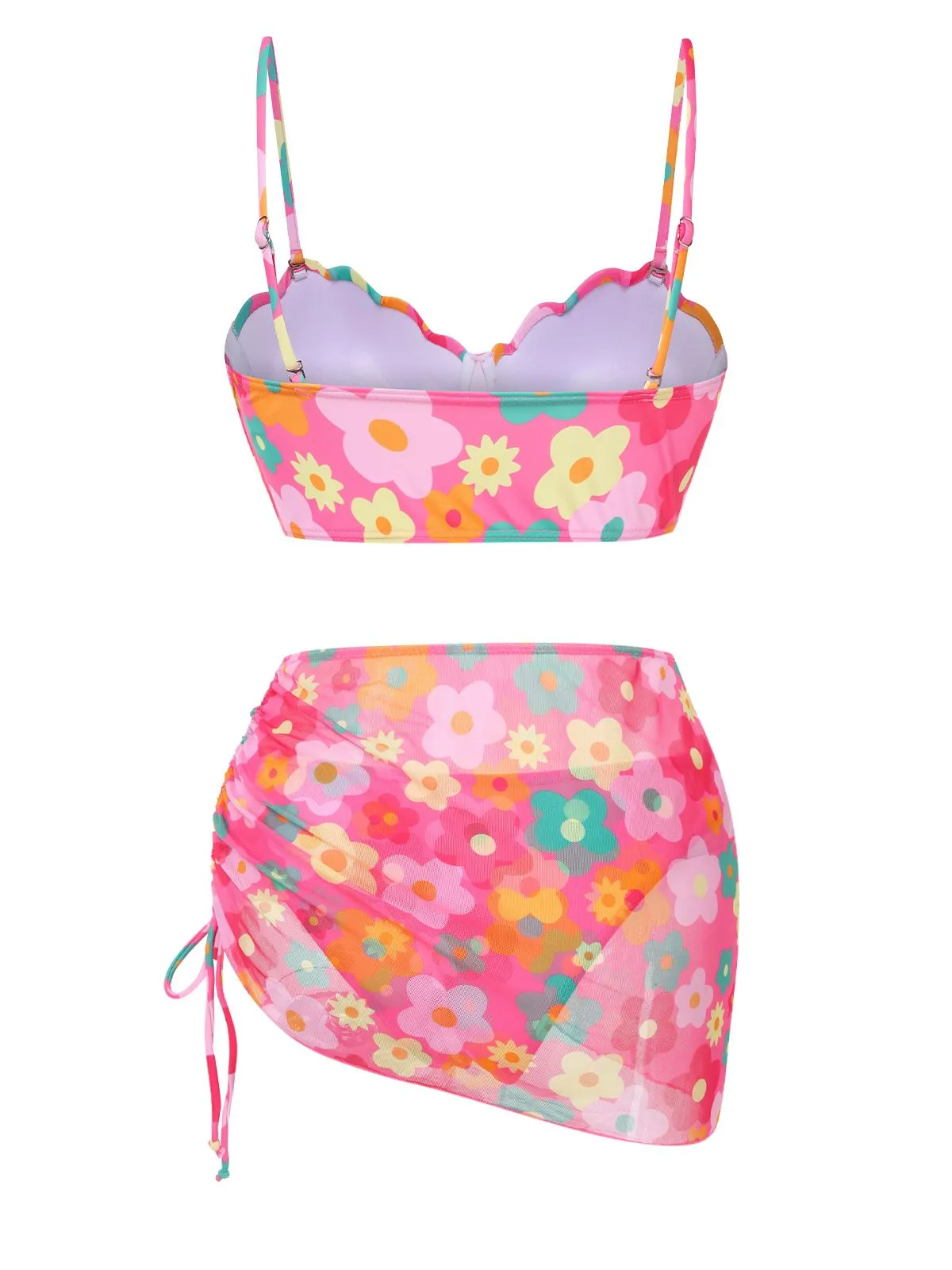 1960s Spaghetti Strap Floral Shell Bikini Set & Cover-up sold by Retro Stage product image thumbnail 3