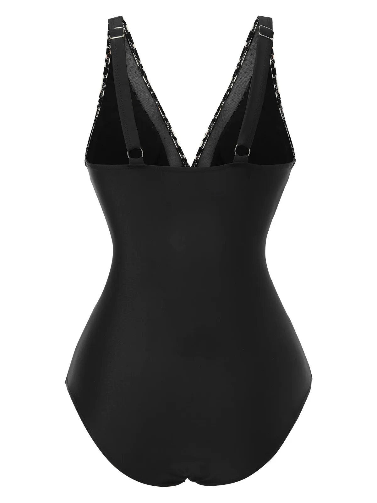 1950s Leopard Deep V-Neck Patchwork Swimsuit sold by Retro Stage product image thumbnail 3