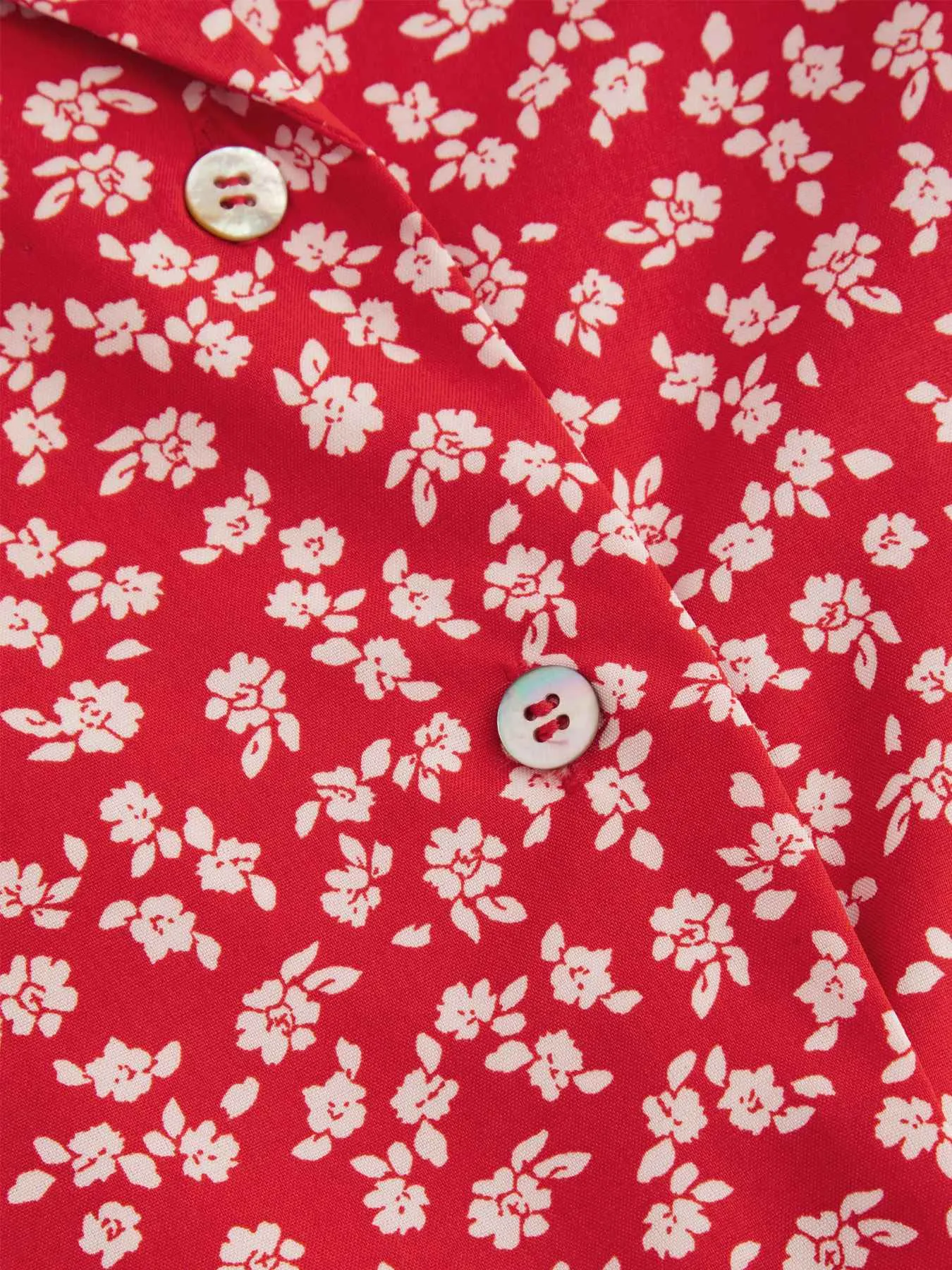 Red 1950s Ditsy Floral Lapel Bow Top sold by Retro Stage product image thumbnail 3