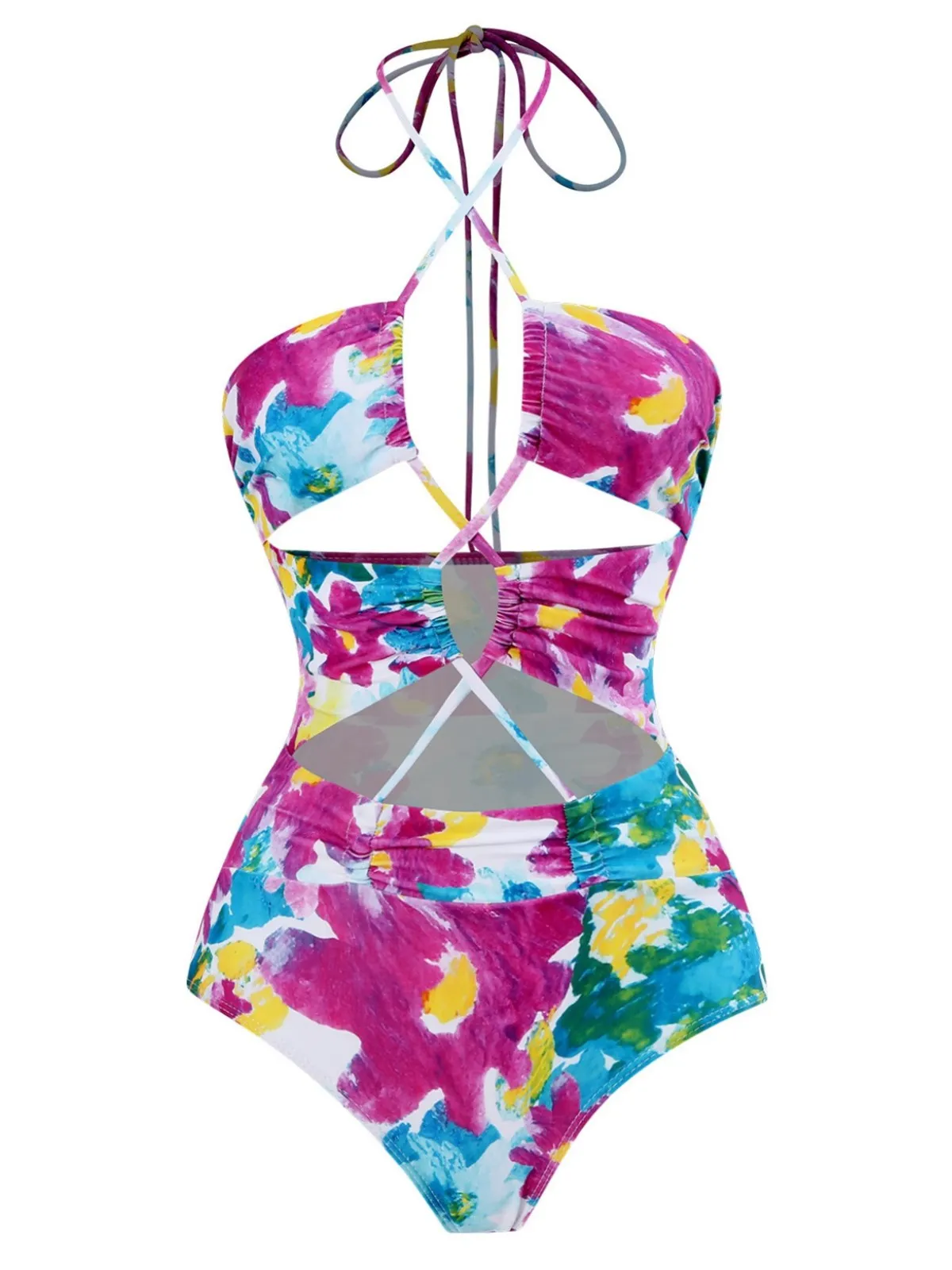 2PCS 1940s Cutout Halter Oil Painting Swimsuit & Cover-Up sold by Retro Stage product image thumbnail 4