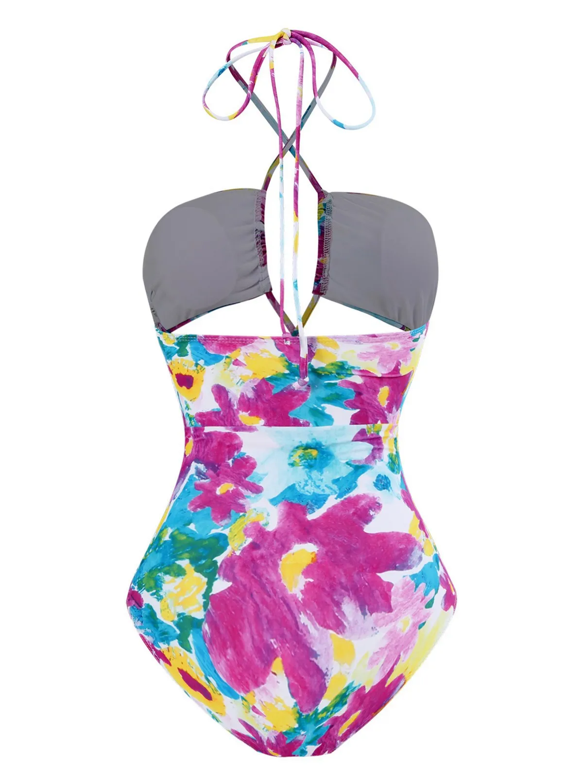 2PCS 1940s Cutout Halter Oil Painting Swimsuit & Cover-Up sold by Retro Stage product image thumbnail 5