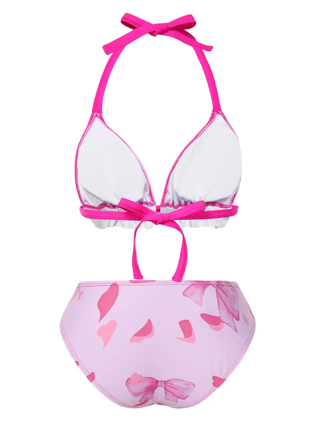 Pink 1950s Bowknot Print Halter Bikini Set sold by Retro Stage product image thumbnail 2